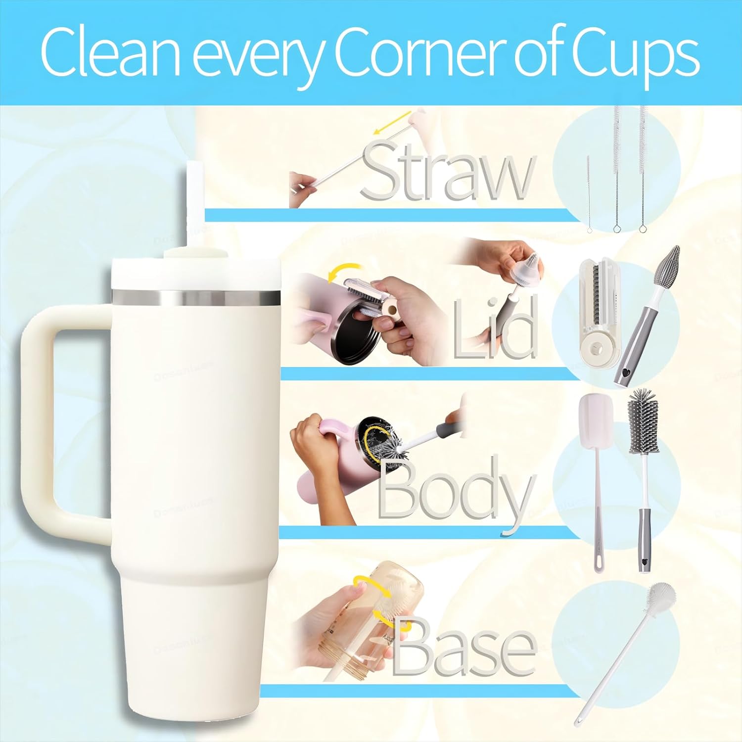 Access Care 8-Piece Bottle Straw Cleaner Kit for Stanley Yeti SLM