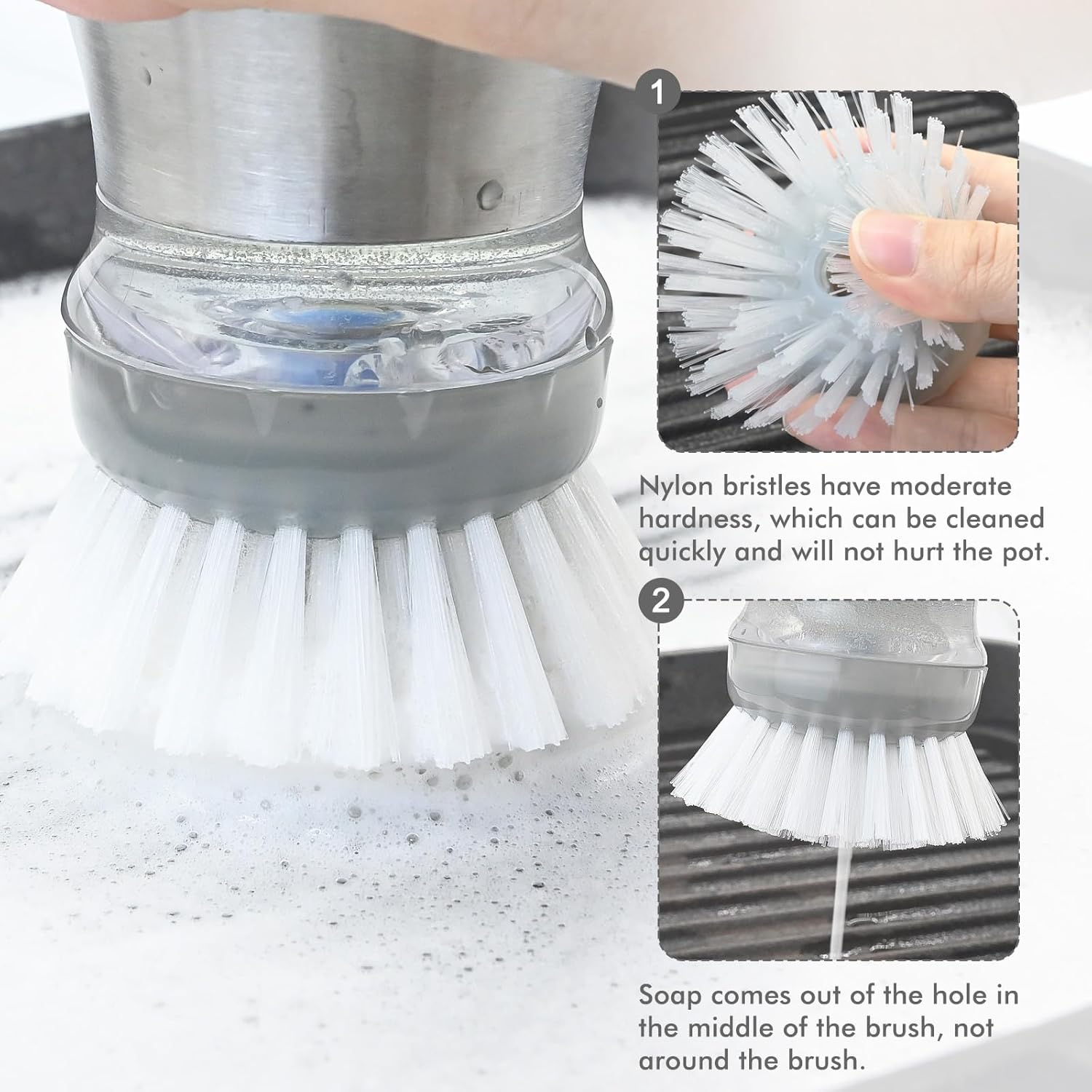4-Piece Palm Brush Refills for OXO Steel Soap Dispensing Dish Brush