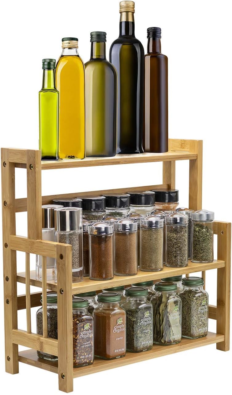 Sorbus 3-Tier Bamboo Spice Storage Organizer