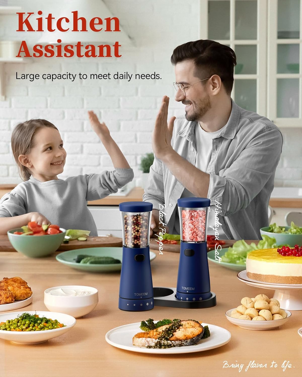 Ergonomic Electric Salt and Pepper Grinder Set with 45 oz Capacity