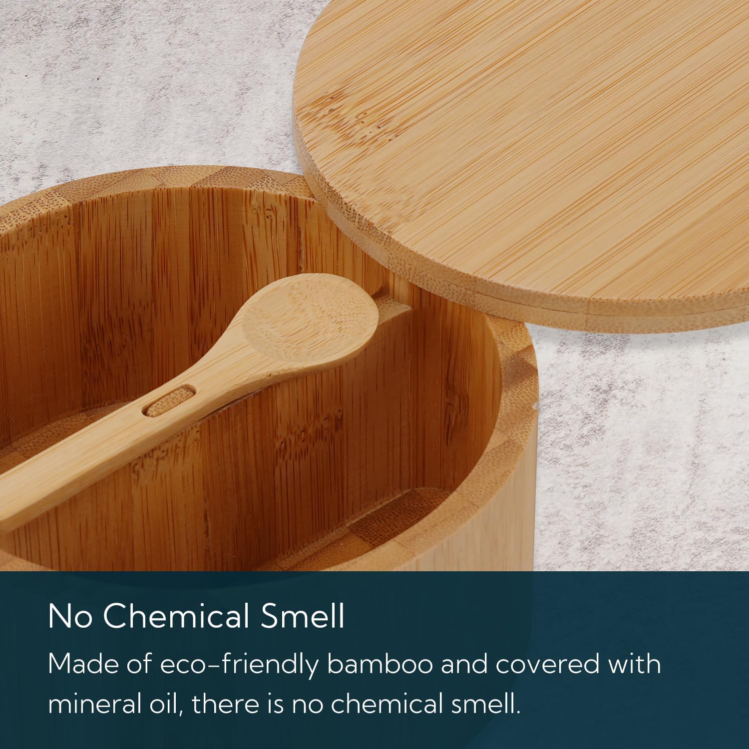 KITCHENDAO Bamboo Salt and Pepper Bowl Box