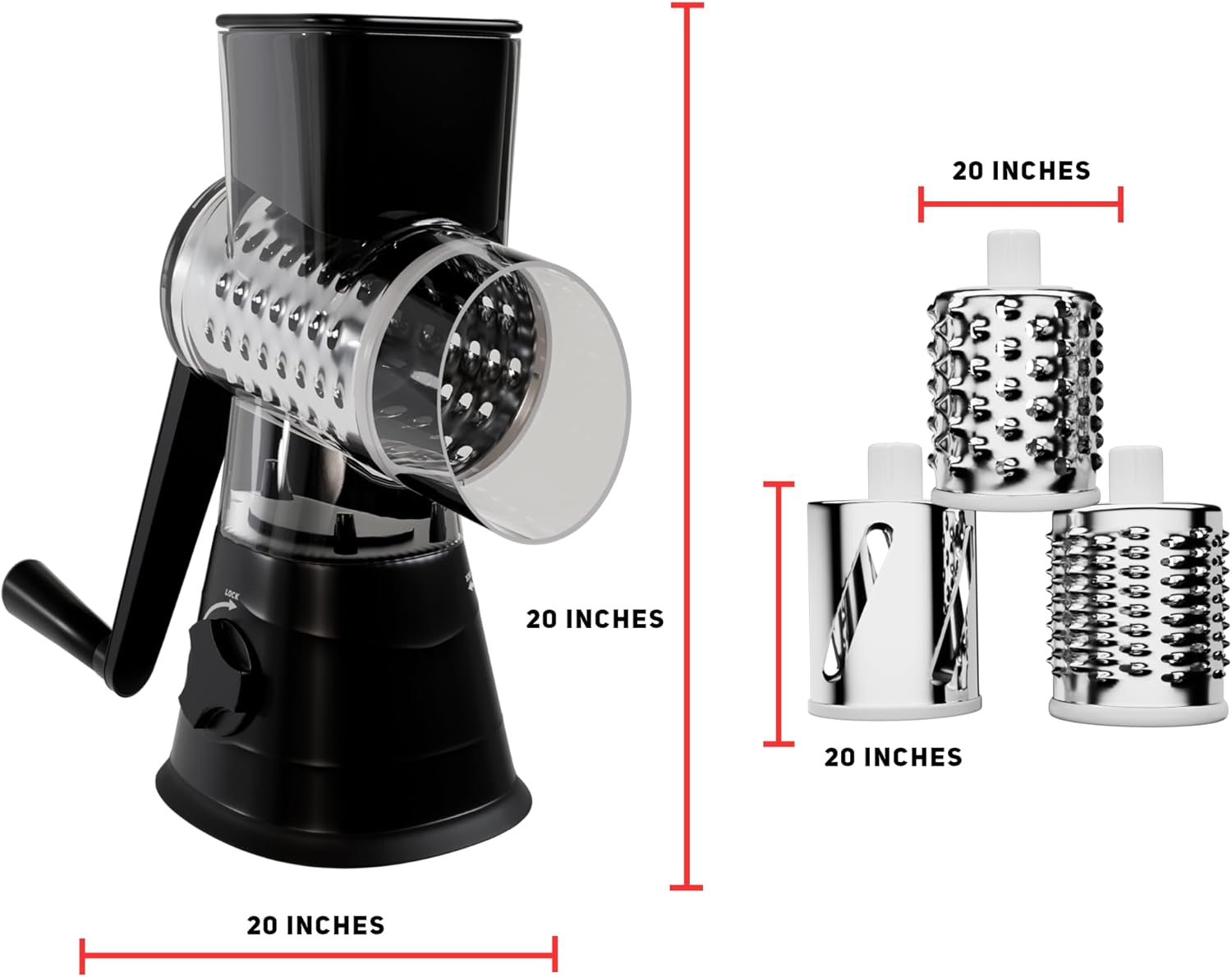 Experience the Convenience of Nonnis Kitchen - 3 Blade Manual Cheese Grater