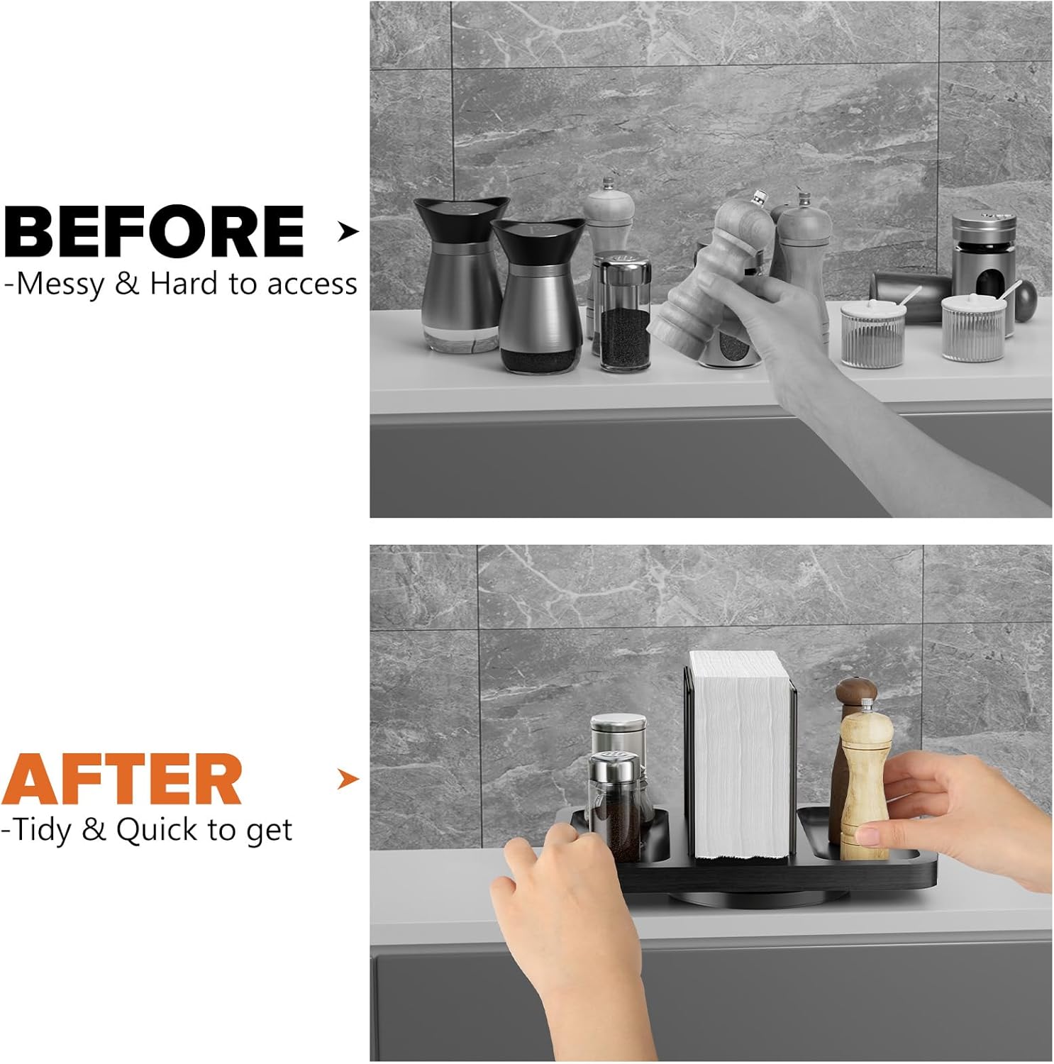 Gomyrod Rotating Napkin Holder Black Smooth Durable Kitchen Bathroom Organizer