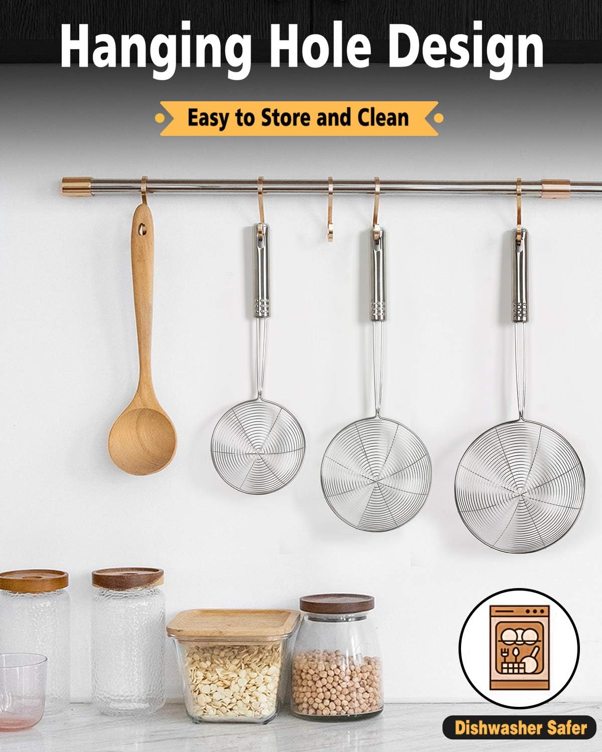 Sturdy Stainless Steel Spider Strainer Set - Easy Cooking Frying Tool