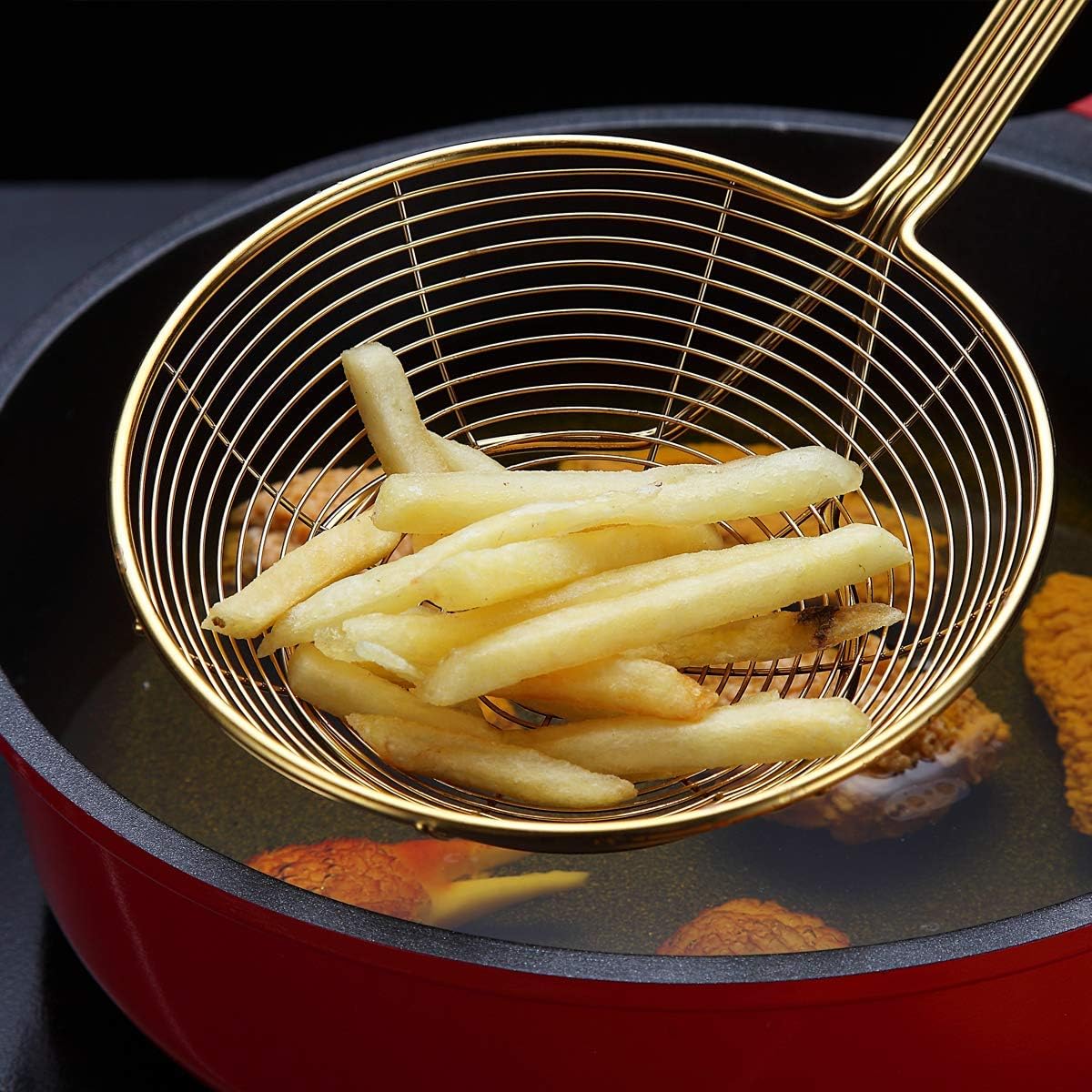 Gold Strainer - Stainless Steel Ti-Plated Kitchen Skimmer