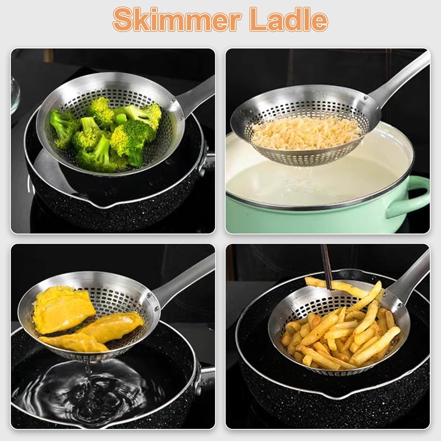 Heavy-Duty 145 Stainless Steel Skimmer Spoon for Cooking Frying