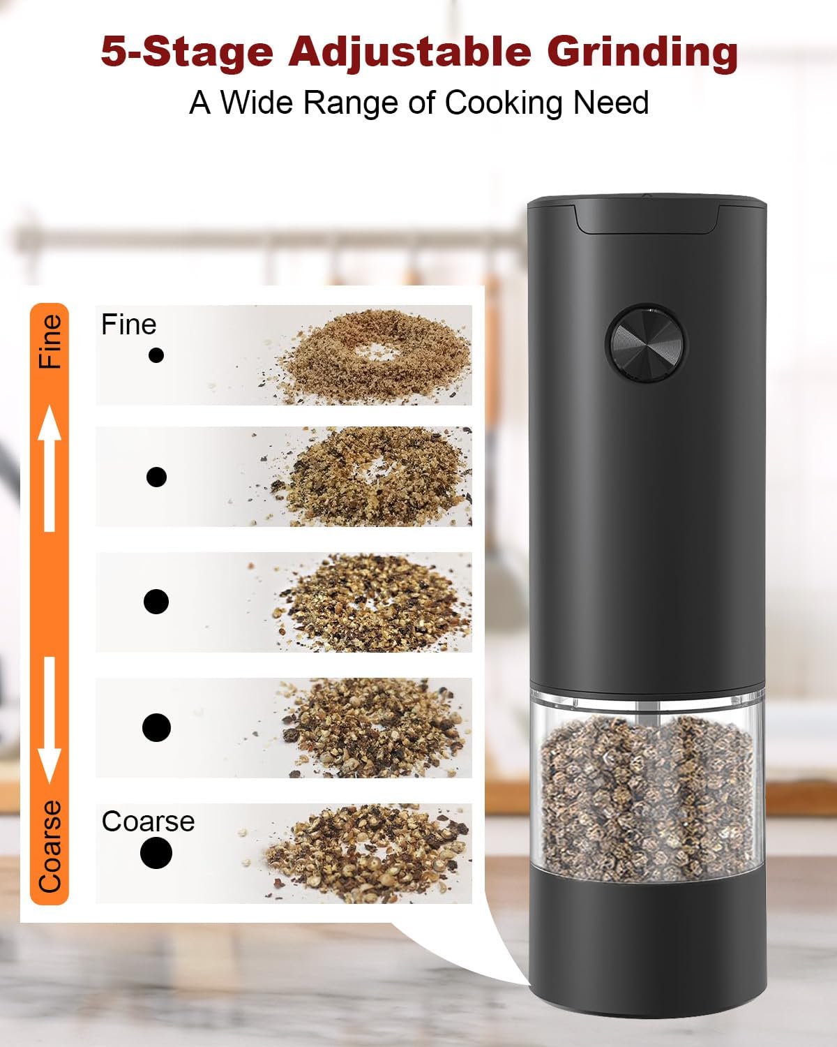 Professional Electric Salt and Pepper Grinder Set with LED Light