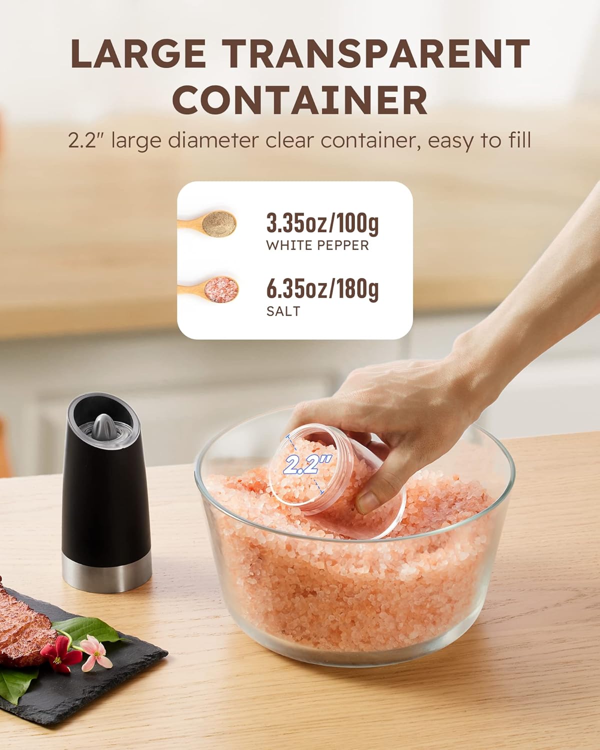 Sangcon Gravity Electric Salt and Pepper Grinder Set