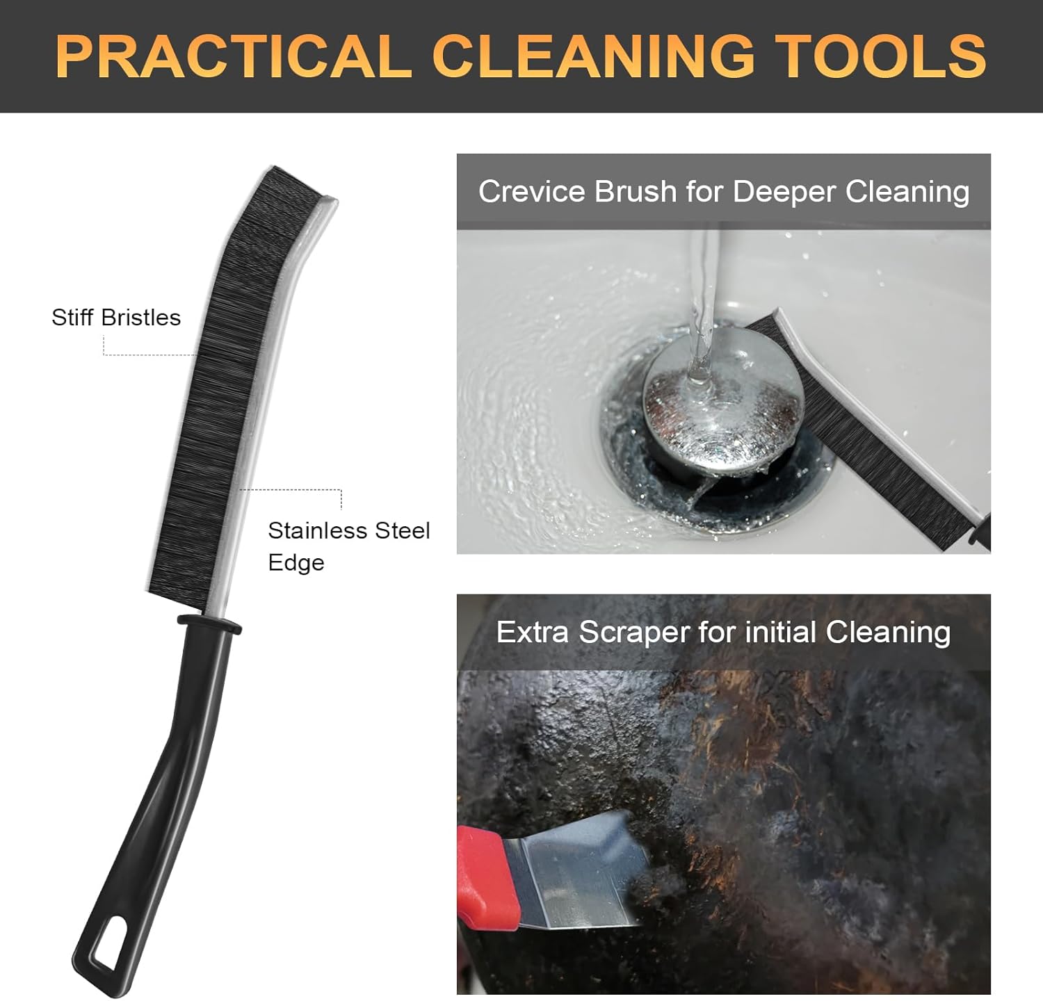 MULTIPURPOSE HARD BRISTLE CREVICE CLEANING BRUSH - 5PIECES
