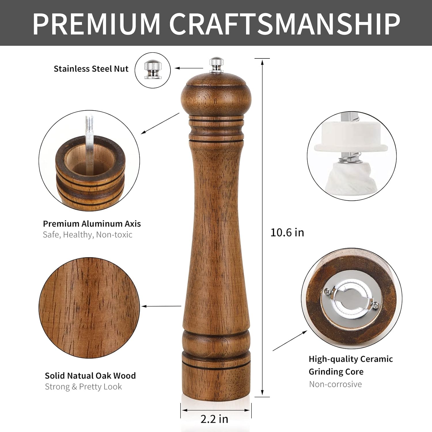 XWXO Oak Loss-Glazed Pepper Mill