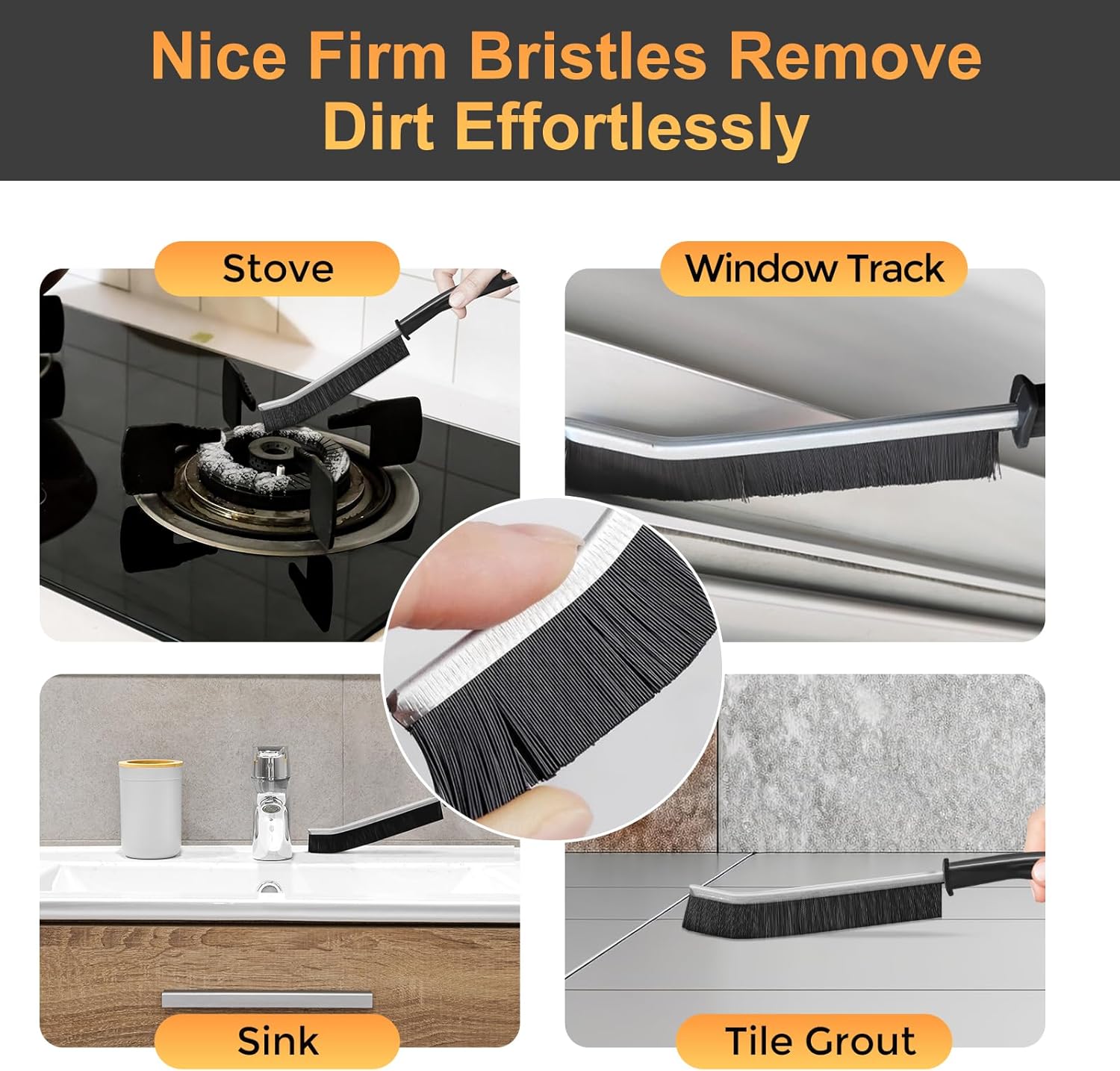 MULTIPURPOSE HARD BRISTLE CREVICE CLEANING BRUSH - 5PIECES