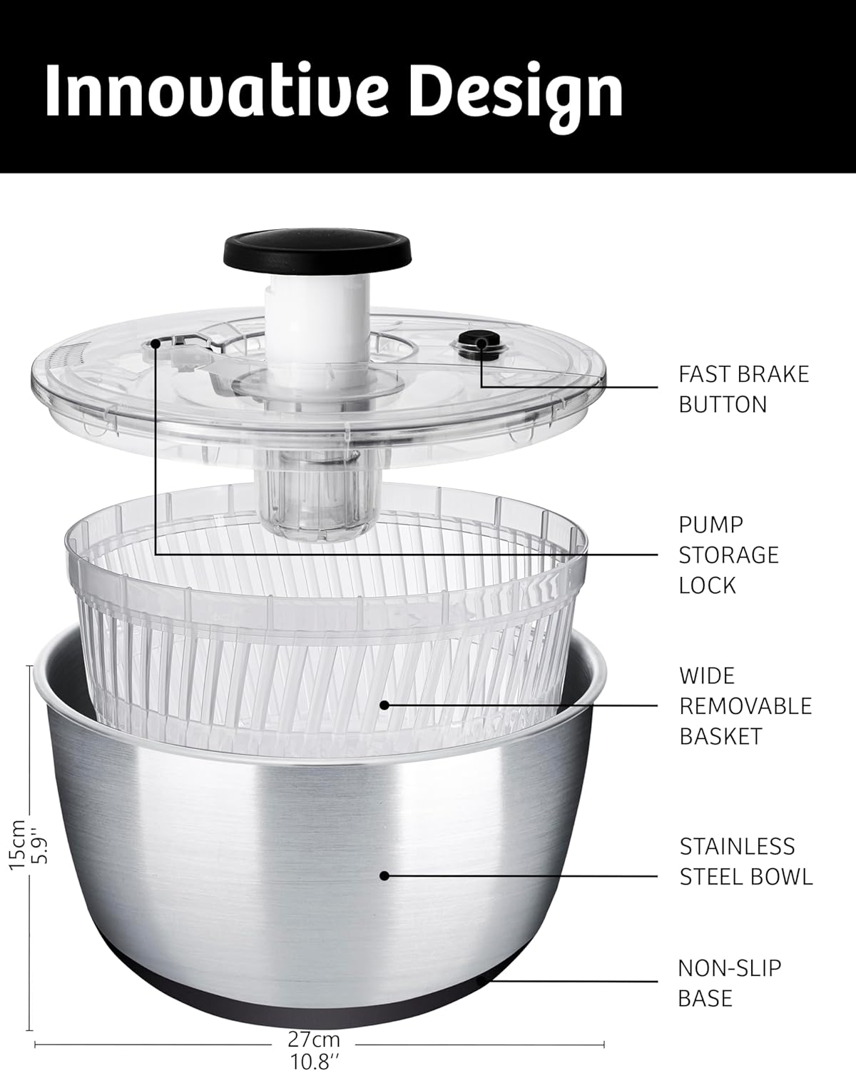 Stainless Steel Kitchen Depths - Pump Salad Spinner More
