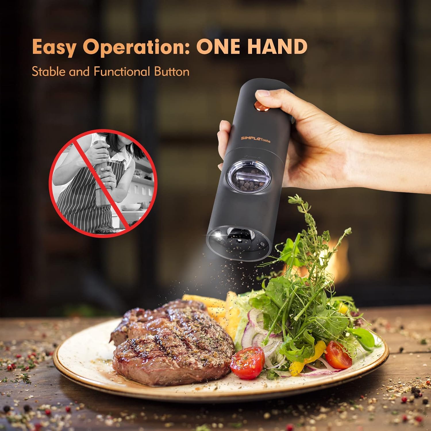 SIMPLETASTE Electric Salt and Pepper Grinder Set