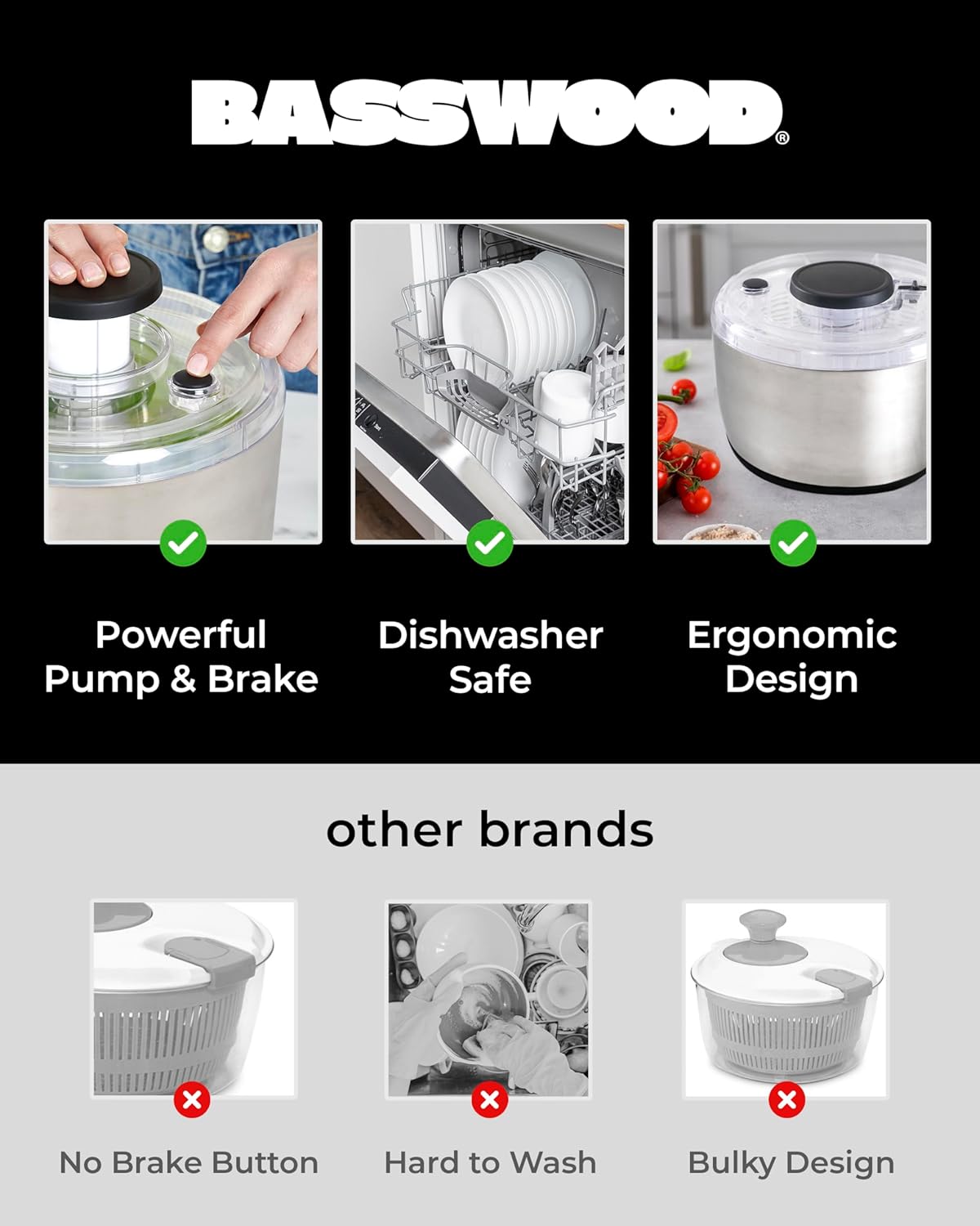 Stainless Steel Pump Salad Spinner