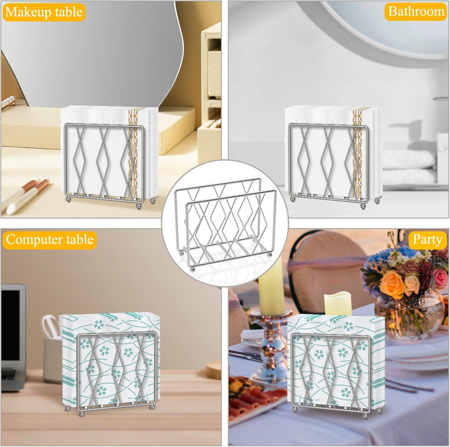 Modern Metal Napkin Holder Silver