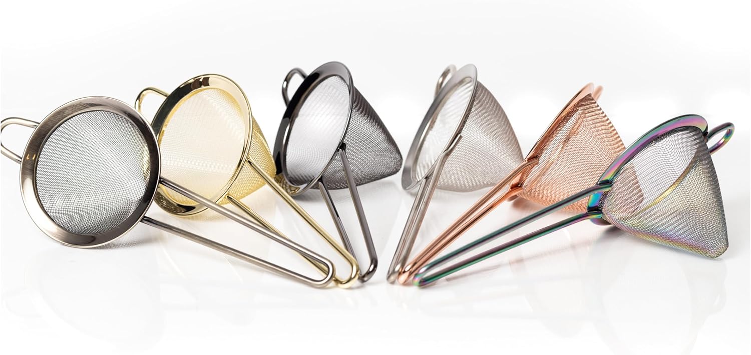 Fine Mesh Strainer with Handle - Gold Finish