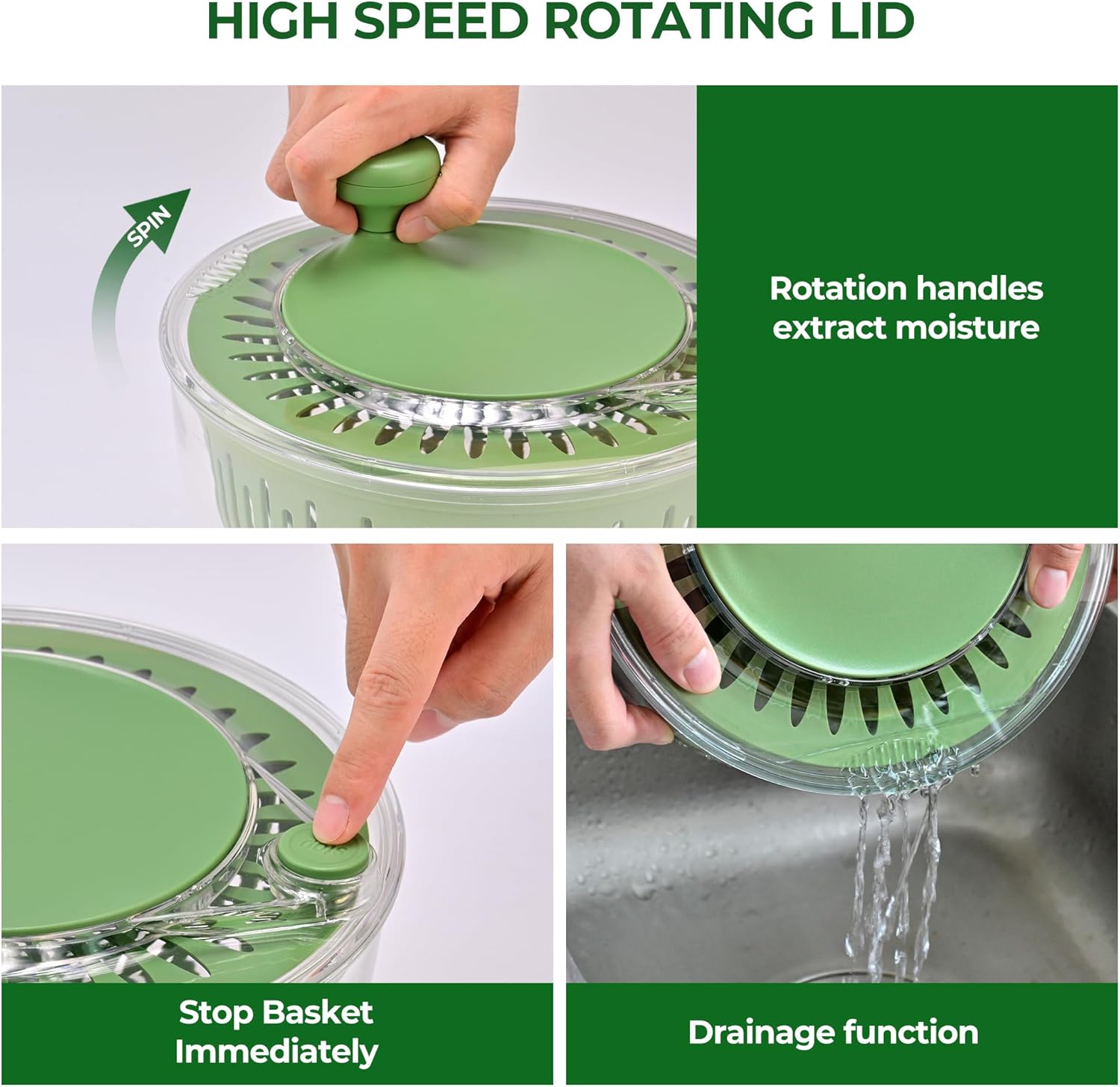 SUSTEAS Salad Spinner Efficient Kitchen Tool