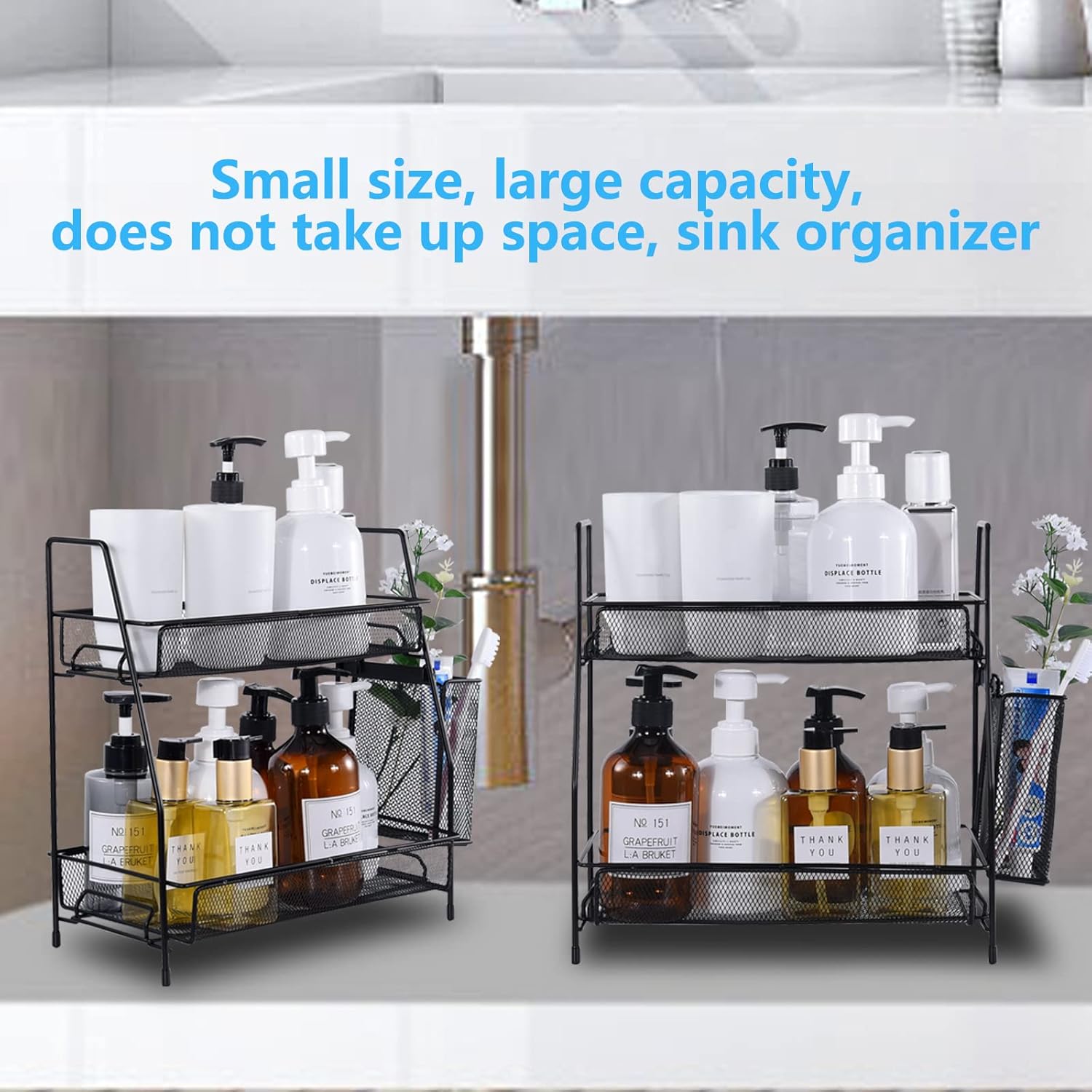 Le Miktle Multifunctional Counter Organizer for Kitchen Bathroom Bedroom Black