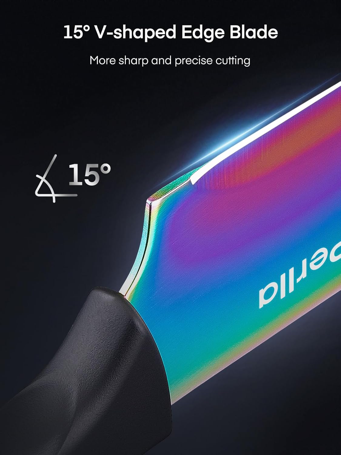 DPerlla Rainbow Titanium Knife Set Premium Sharp Ergonomic Stylish Kitchen Tools