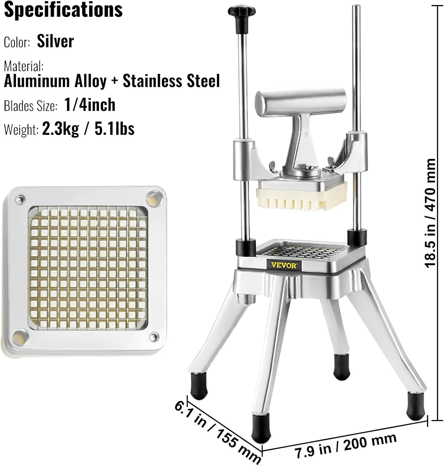 Stainless Steel Commercial Dicer with 14 Blade
