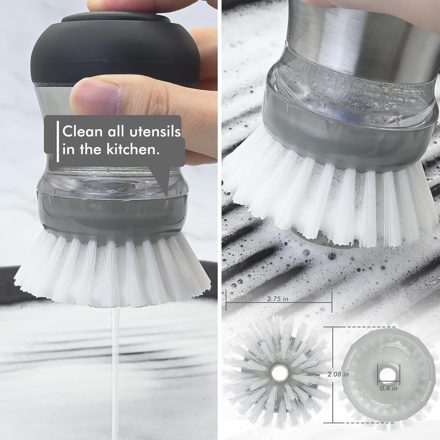4-Piece Palm Brush Refills for OXO Steel Soap Dispensing Dish Brush
