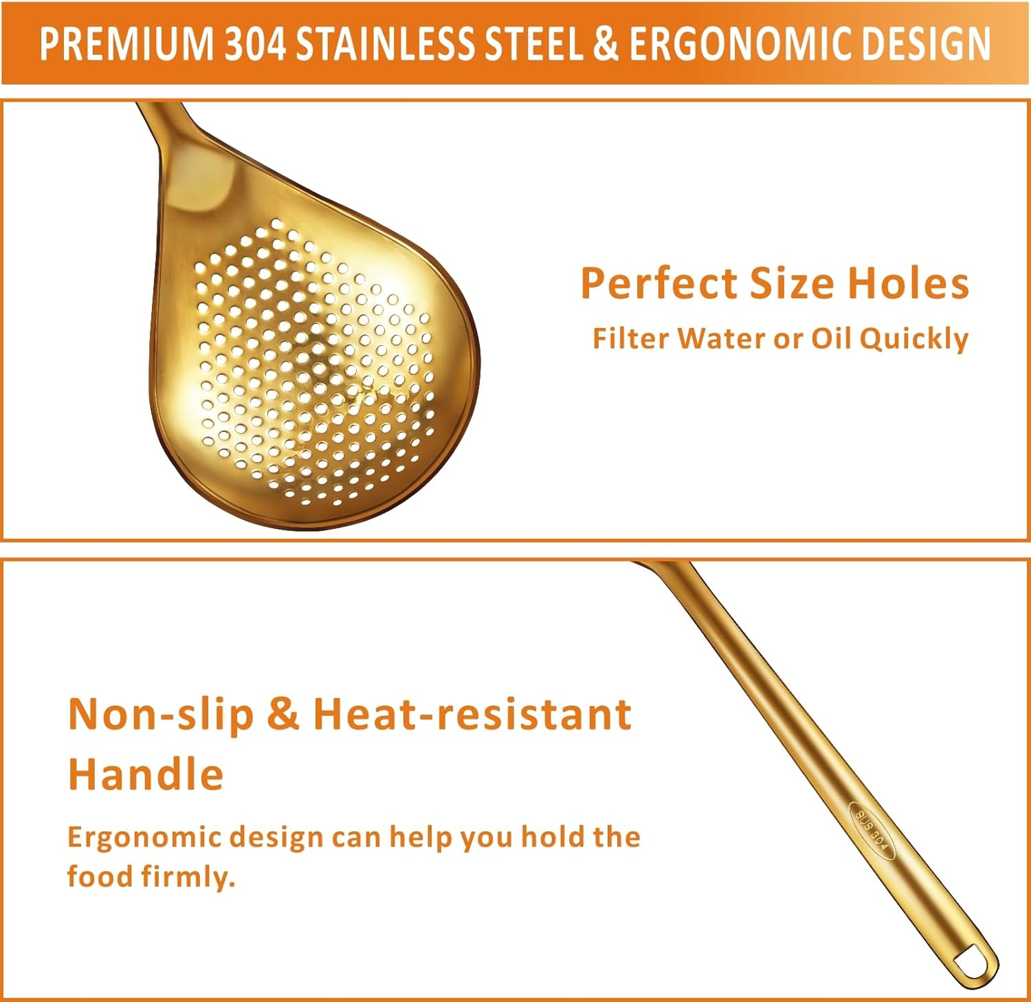 YimiArtisan-Grade 304 Stainless Steel Ladle Set for Cooking and Serving