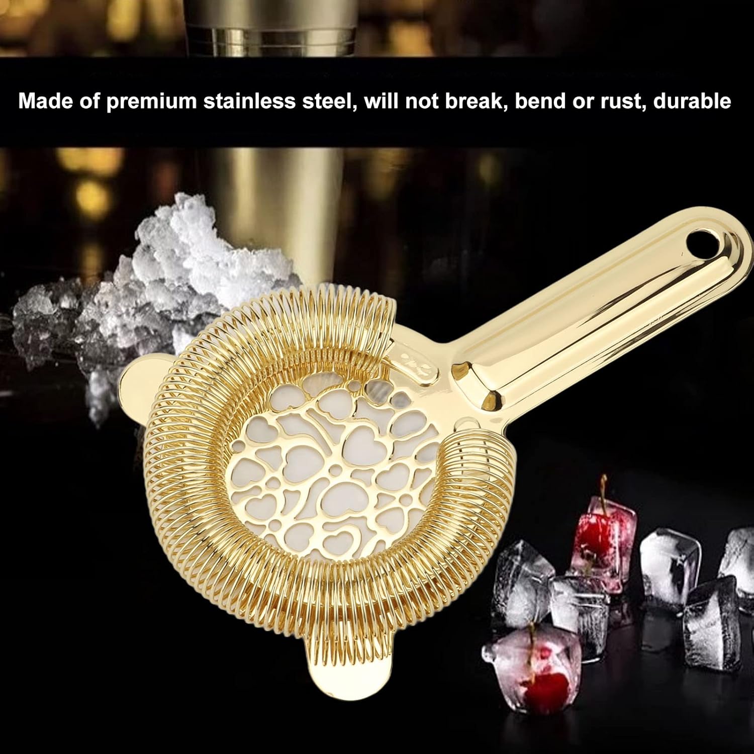 Cocktail Strainer Stainless Steel Luxury Gold