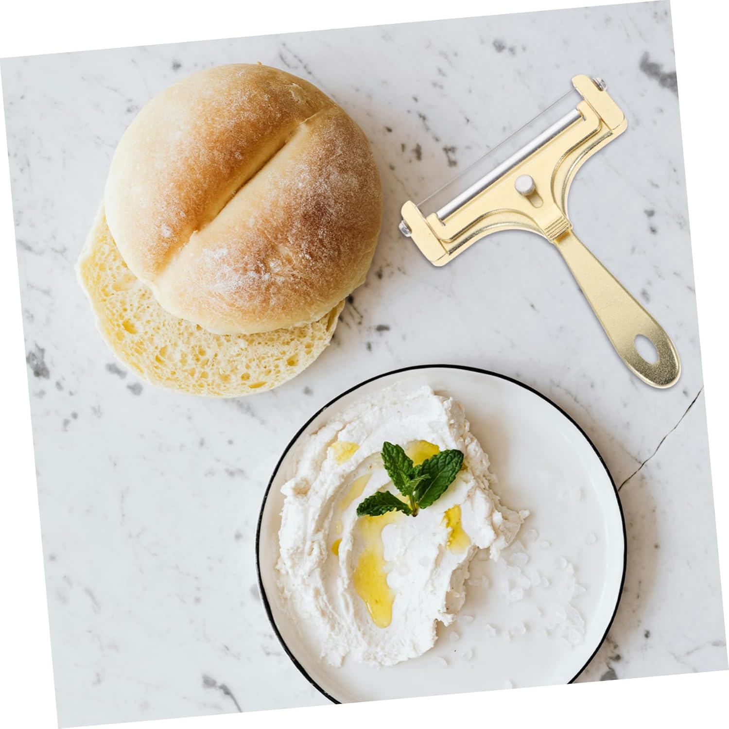 Golden Aluminum Alloy Cheese Slicer for Cream Cheese Butter