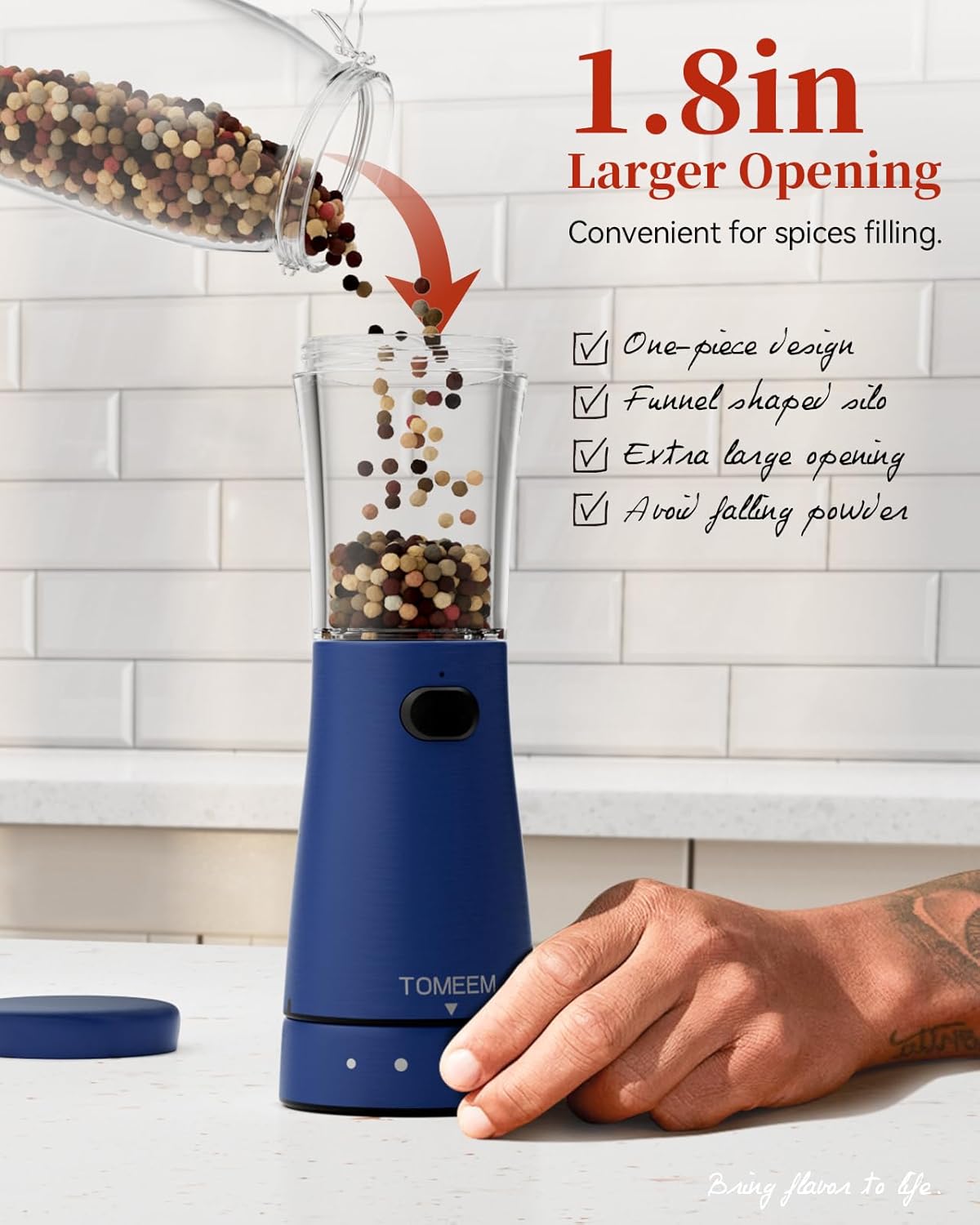 Ergonomic Electric Salt and Pepper Grinder Set with 45 oz Capacity