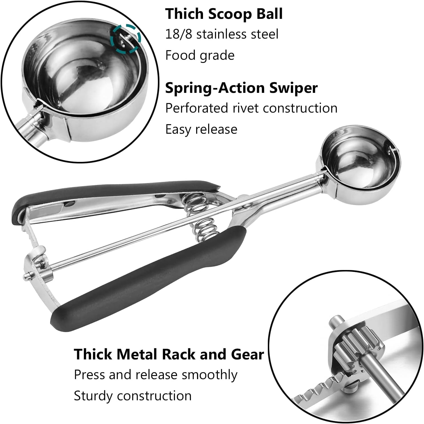 3-Sized Cookie Scoop Set for Baking