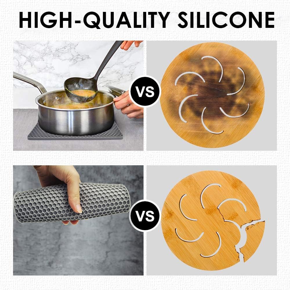 Premium Silicone Trivets for Hot Dishes 4-Pack with Heat-Resistant Surface