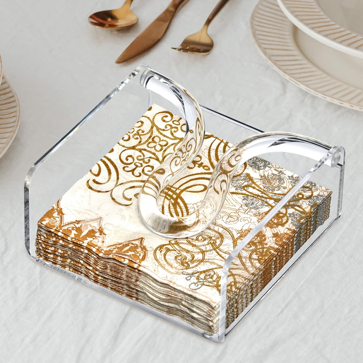 Amazing Abby Acrylic Cocktail Napkin Holder with Weighted Arm