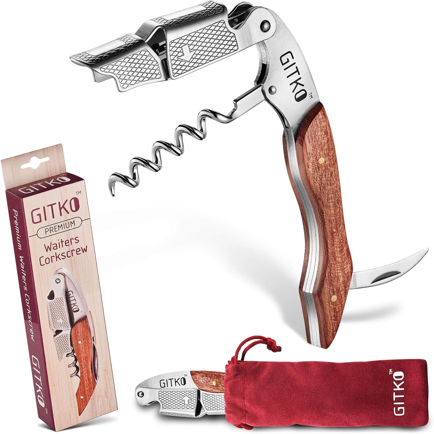 Professional Grade Wine Opener - Rosewood Handle Durable Multi-functional for Professionals Amateurs