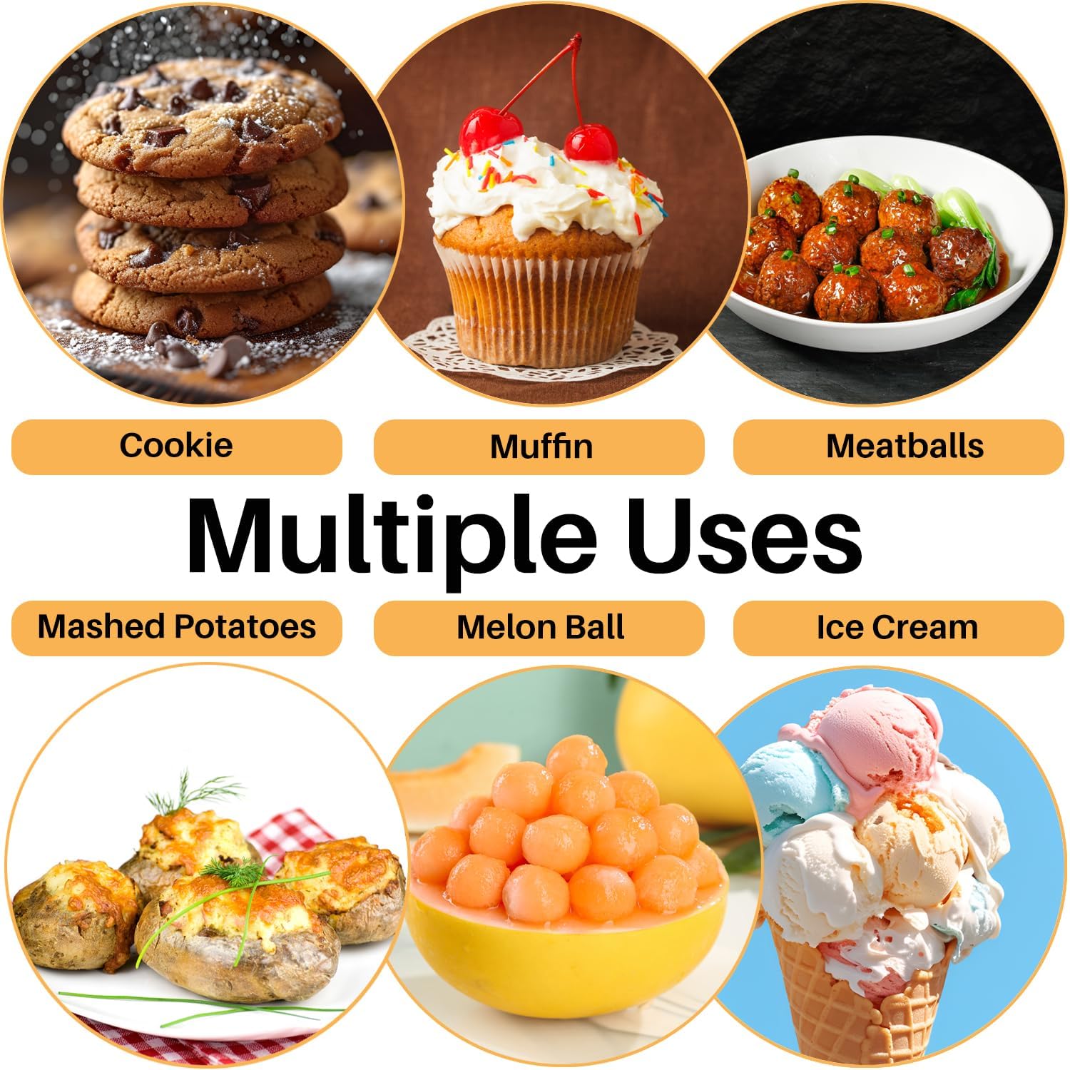 3-Sized Cookie Scoop Set for Baking