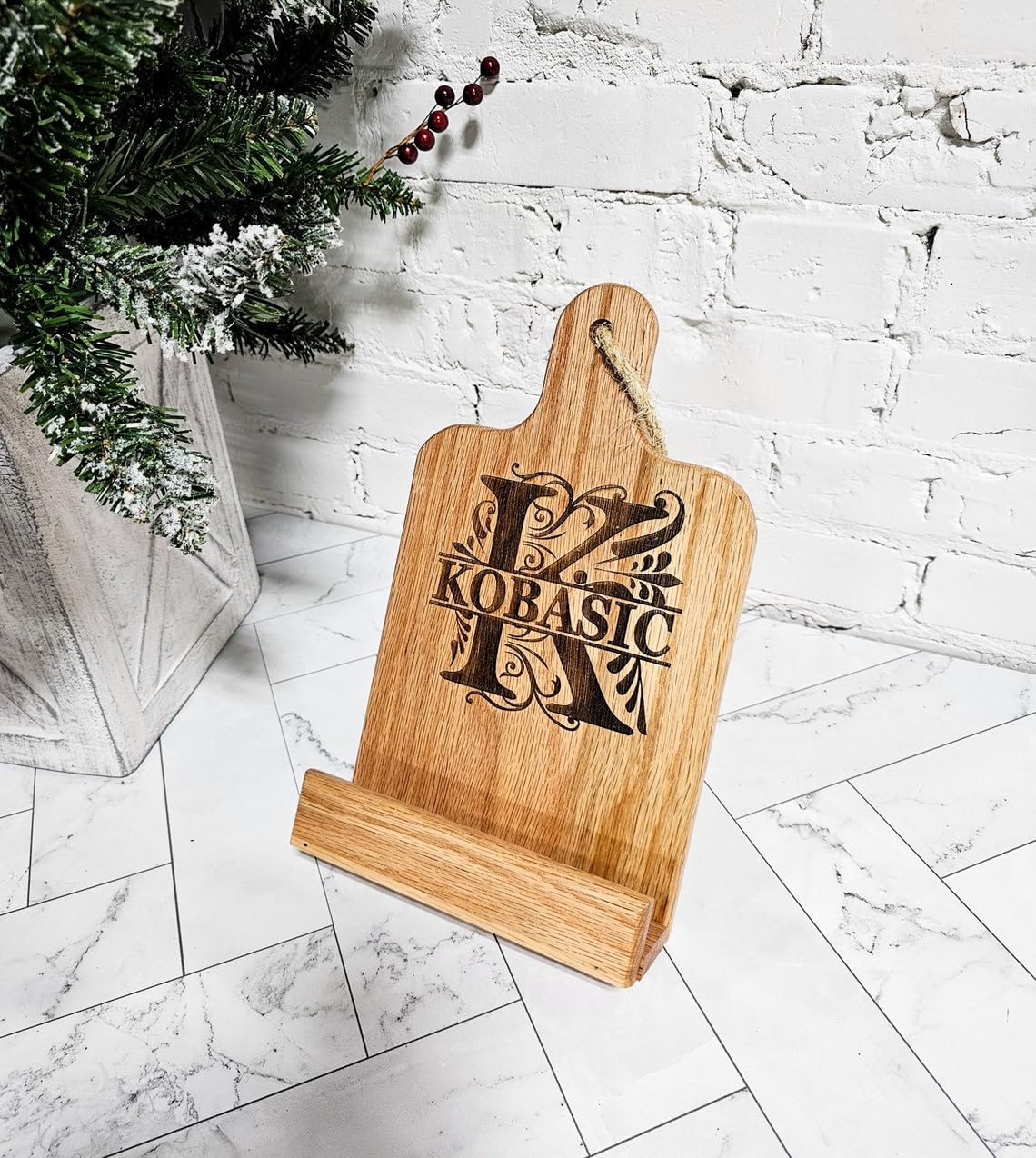 Handmade Personalized Oak Recipe Stand Custom Keyboard for Recipe Storage