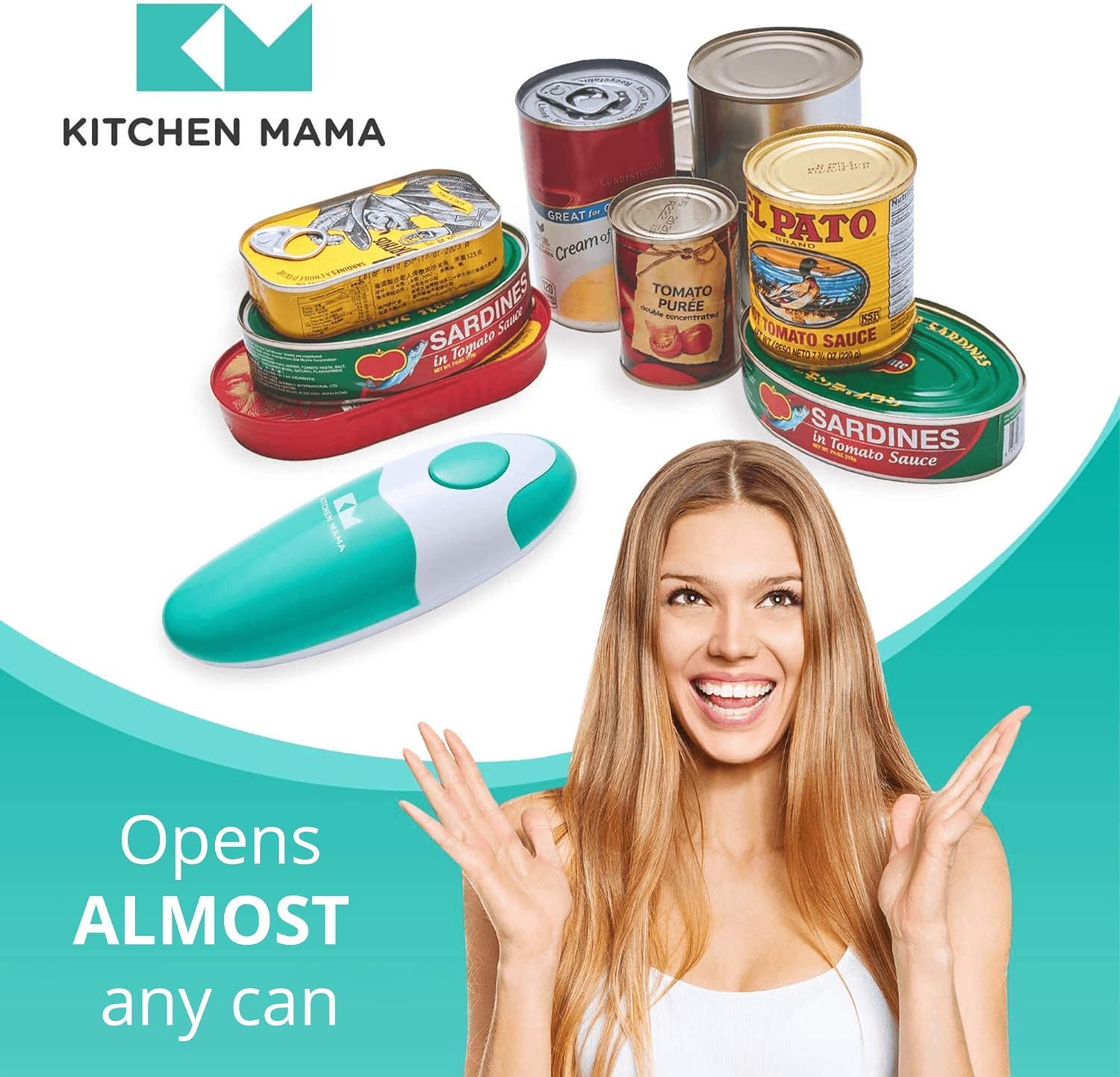 Kitchen Mama Auto Electric Can Opener - Teal