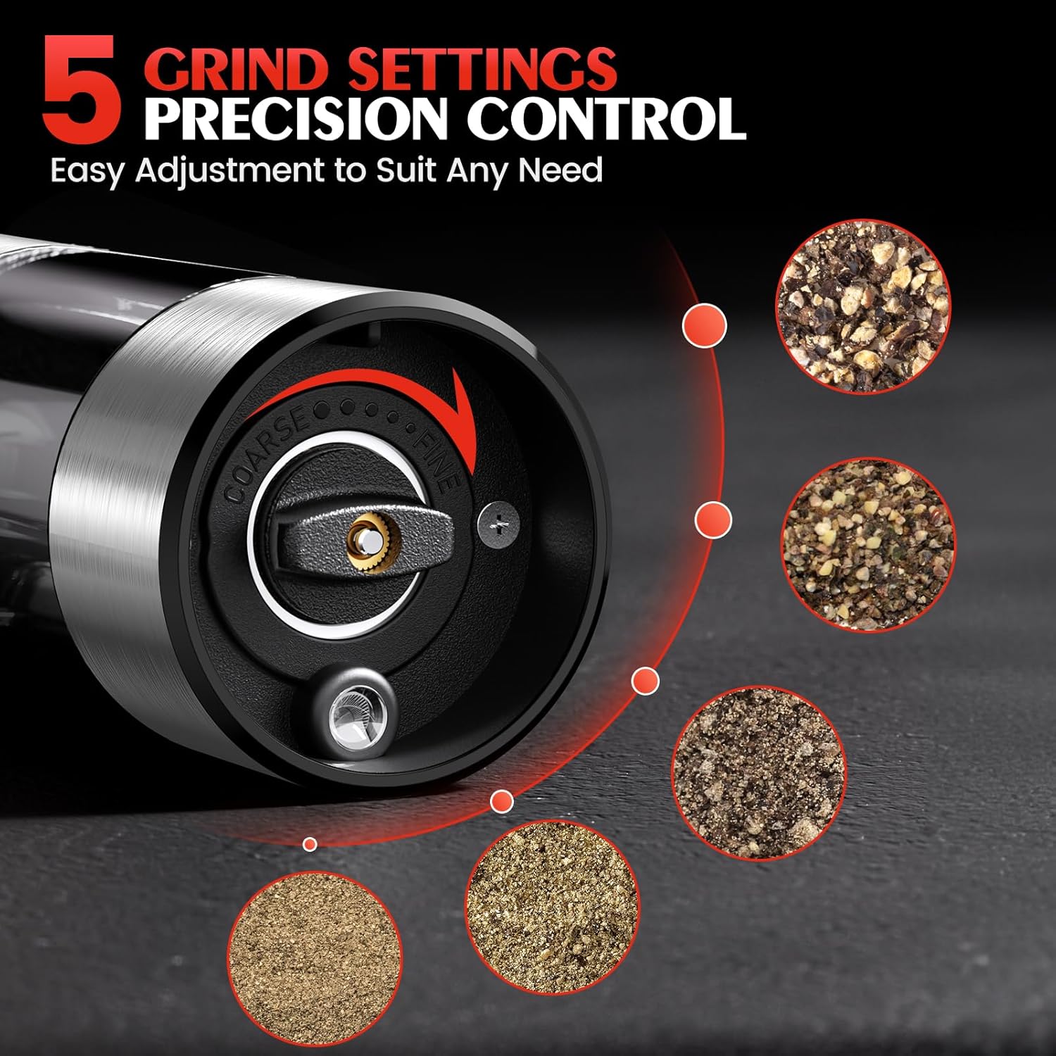 Adjustable Battery-Operated Salt Pepper Mill Set