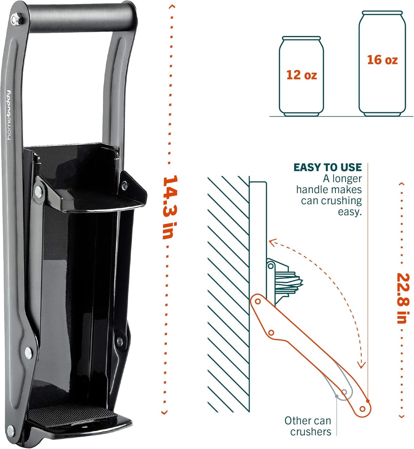 HomeBuddy Aluminum Can Crusher - Compact Sturdy for Recycling