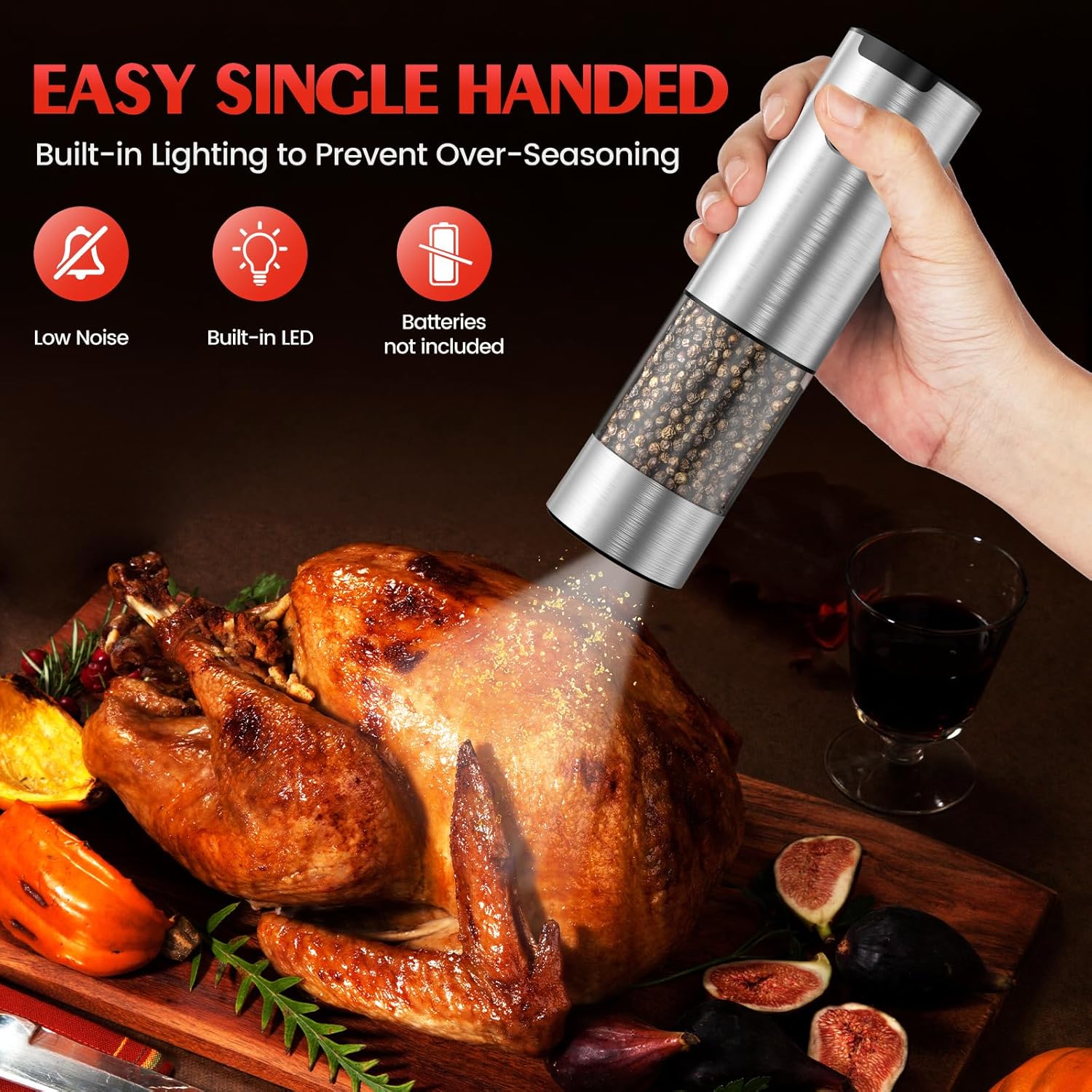 Adjustable Battery-Operated Salt Pepper Mill Set