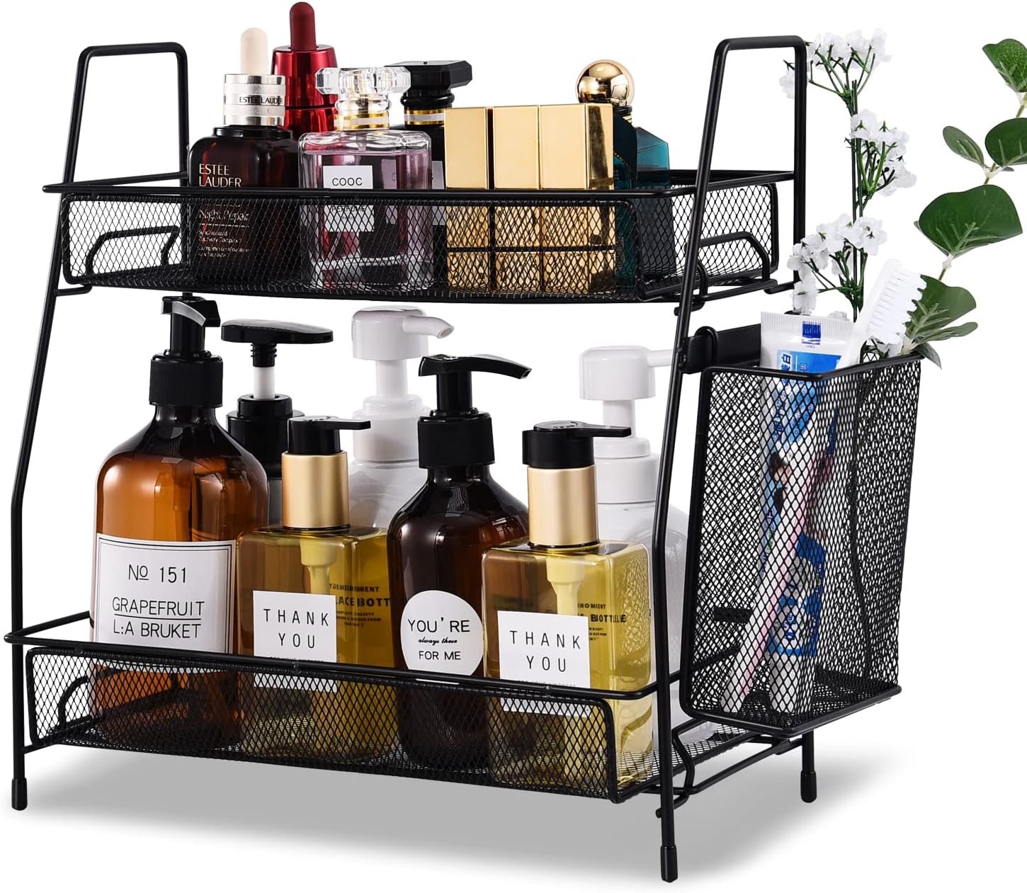 Le Miktle Multifunctional Counter Organizer for Kitchen Bathroom Bedroom Black
