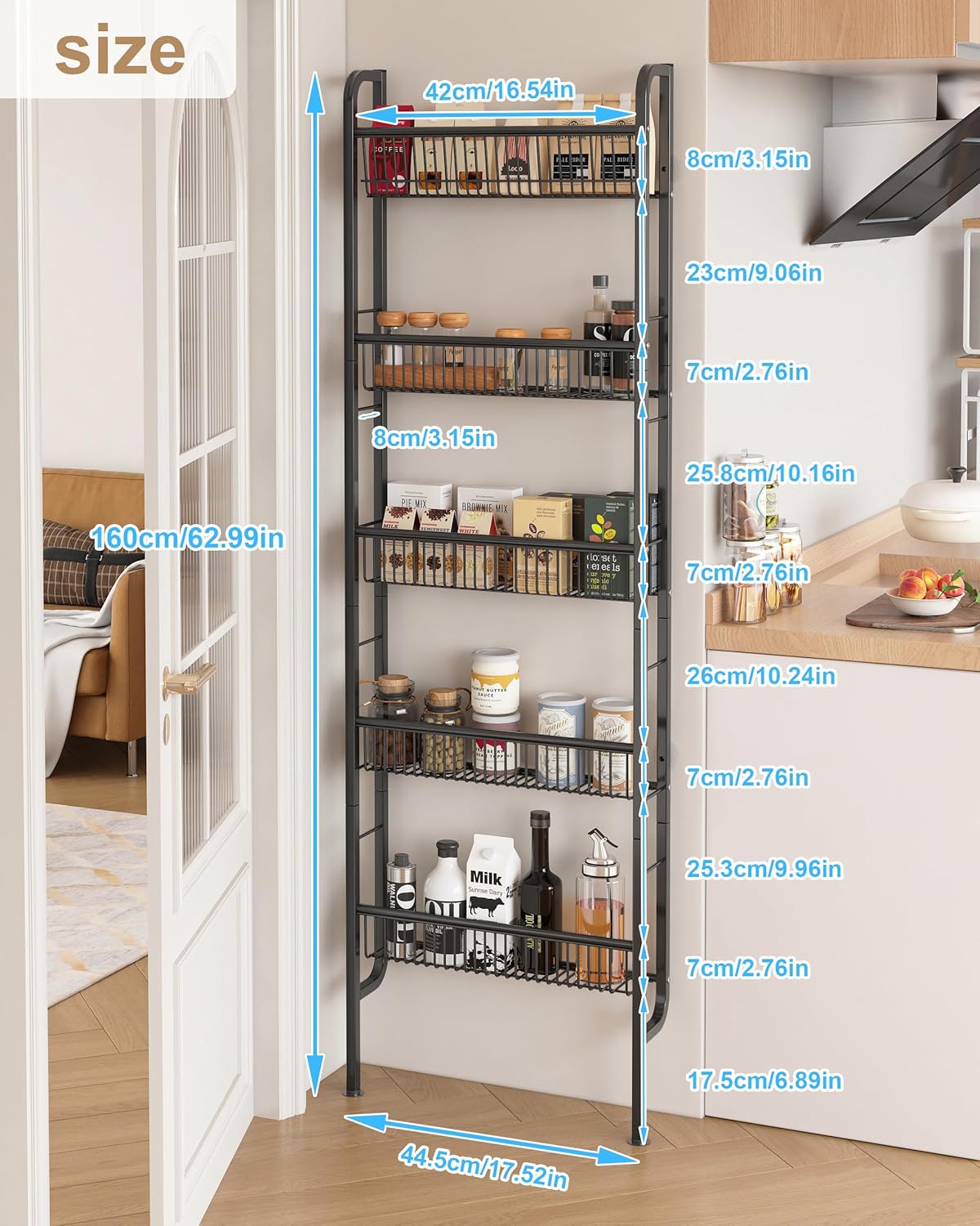 UM DONX 5-Tier Narrow Bathroom Shelf Black