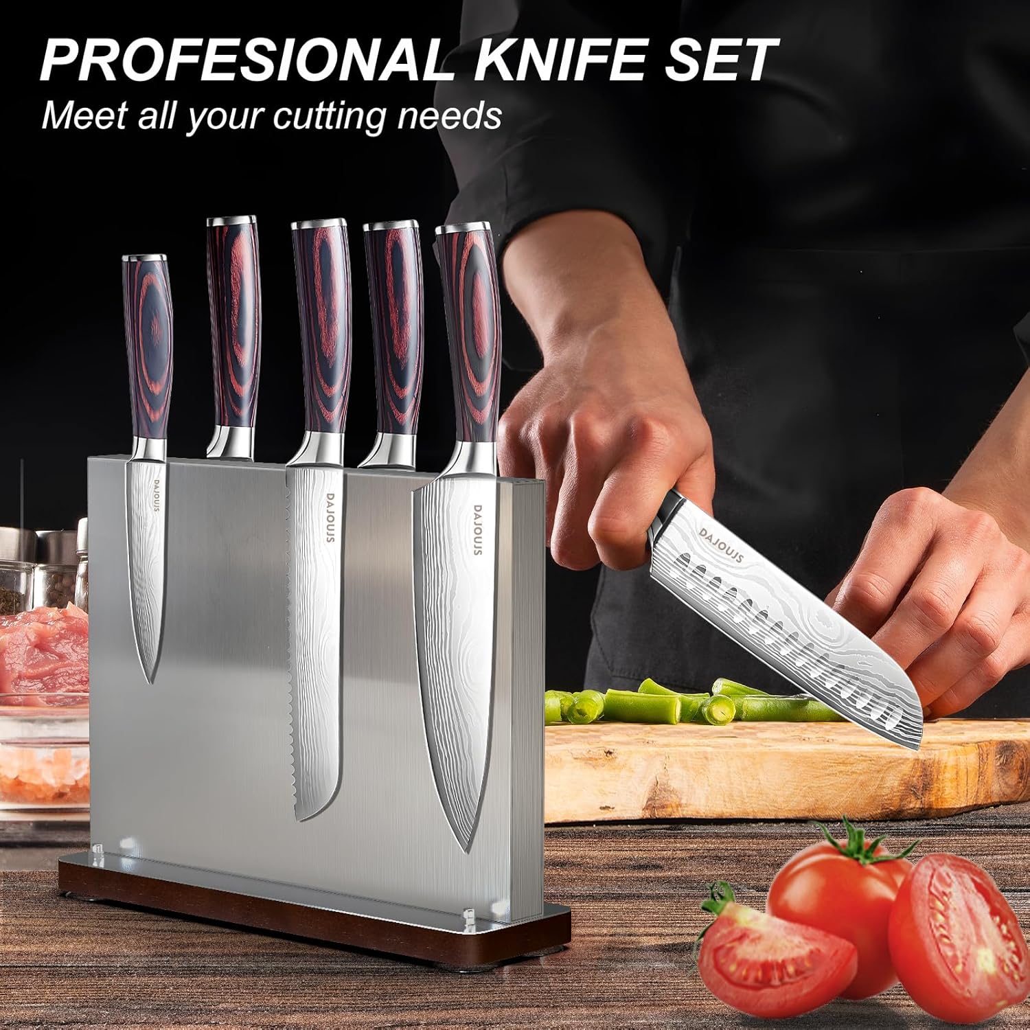Versatile Kitchen Knife Set with Magnetic Block