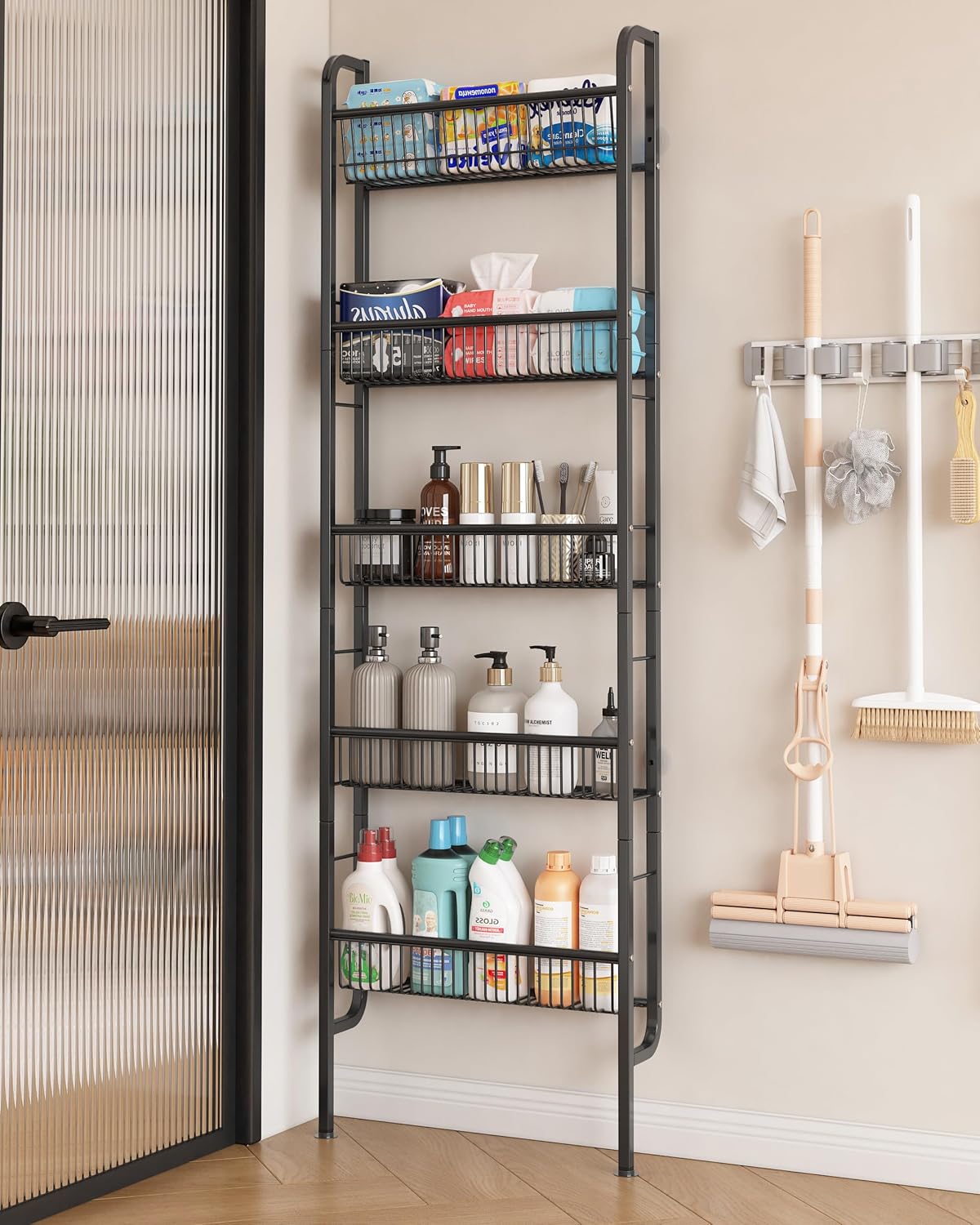 UM DONX 5-Tier Narrow Bathroom Shelf Black