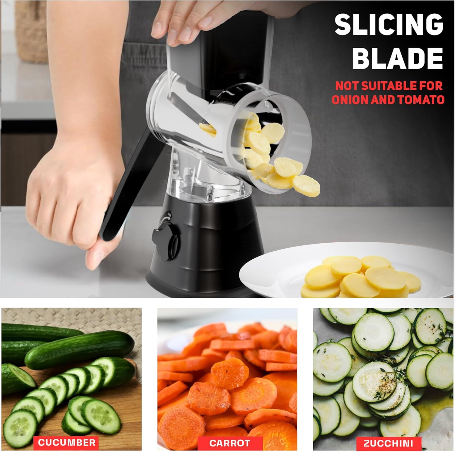 Experience the Convenience of Nonnis Kitchen - 3 Blade Manual Cheese Grater