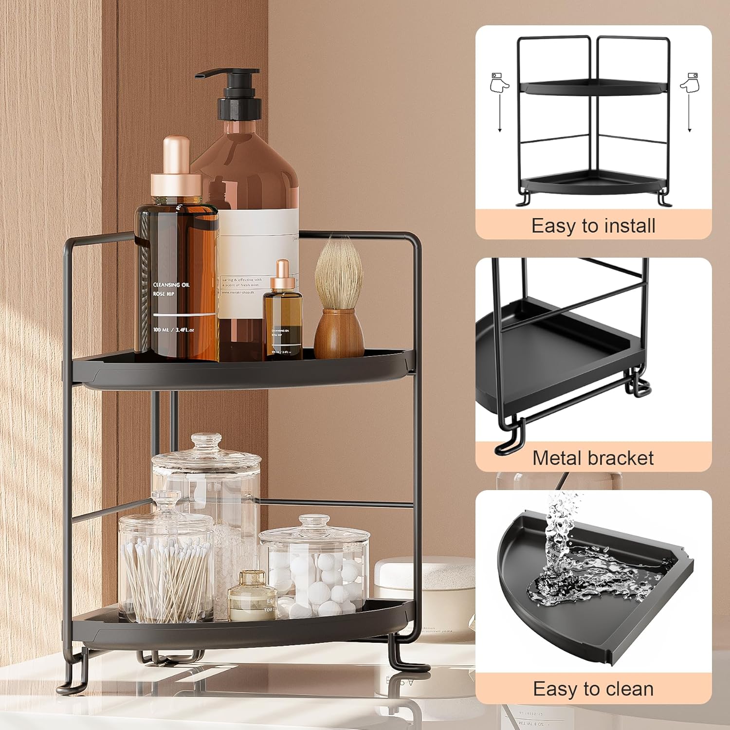 2 Tier Corner Organizer Bathroom Storage Solution