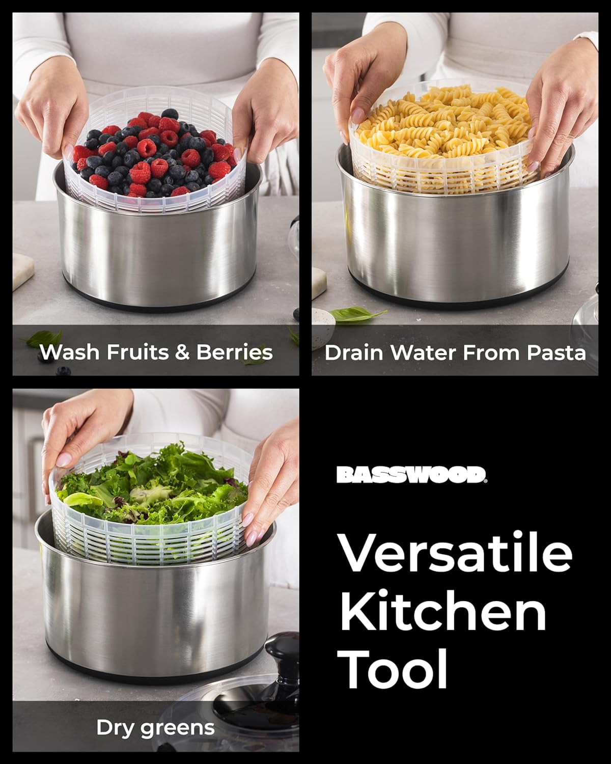 Stainless Steel Pump Salad Spinner