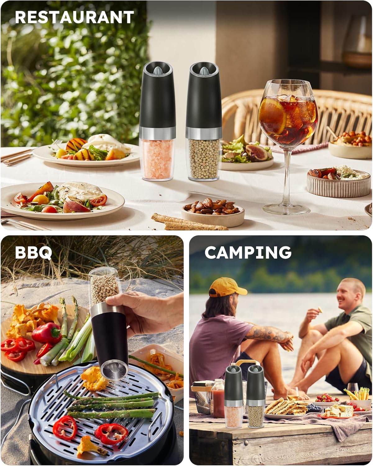 Sangcon Gravity Electric Salt and Pepper Grinder Set