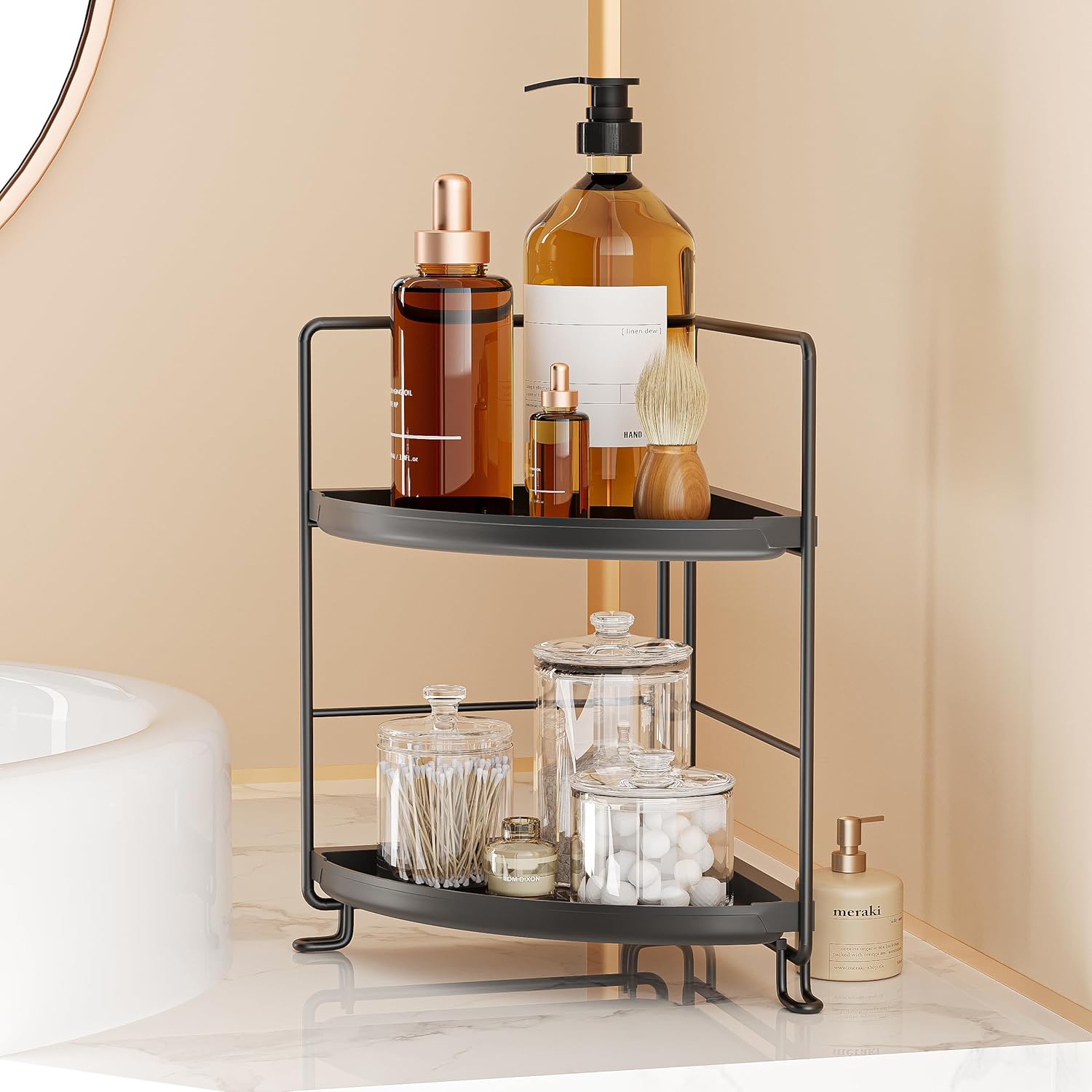 2 Tier Corner Organizer Bathroom Storage Solution