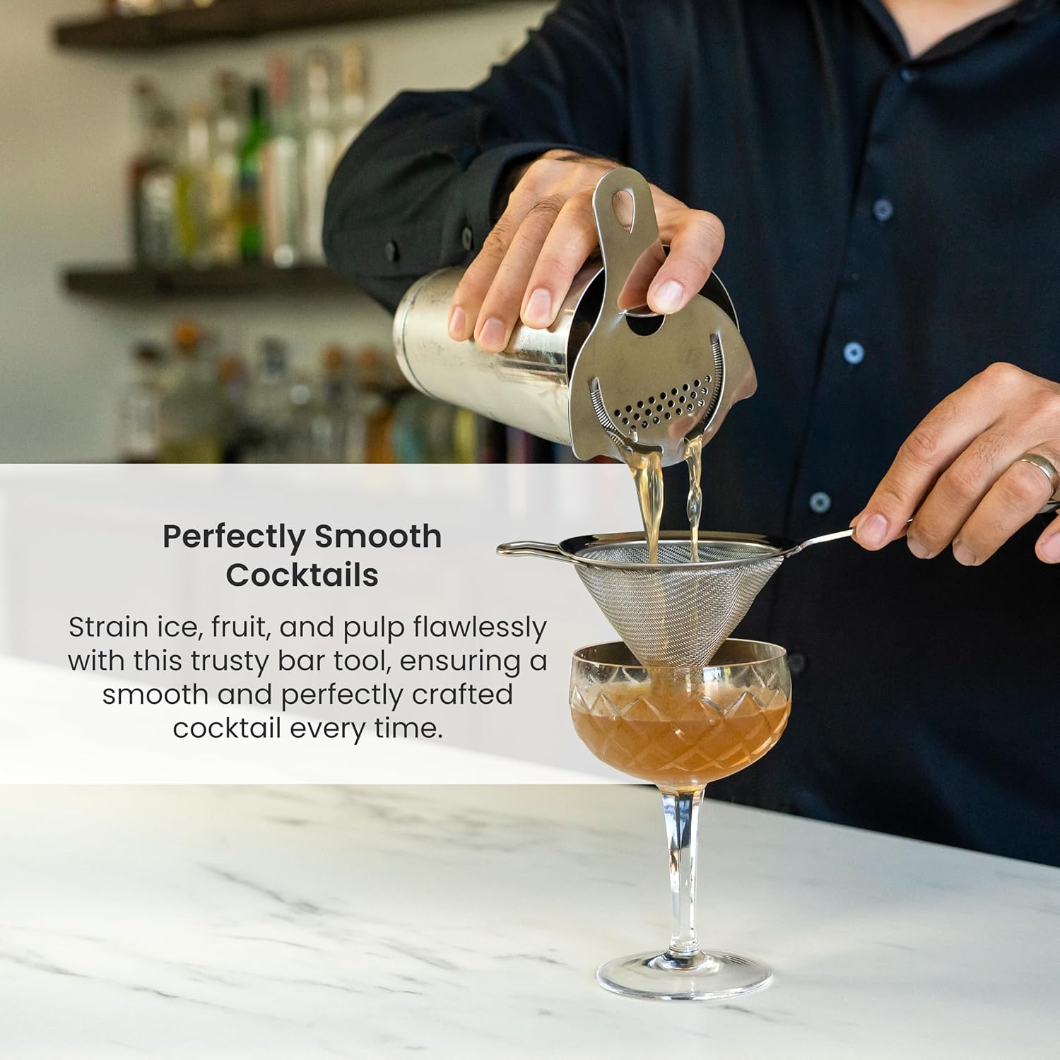Professional Bartender Strainer Double-Strain 304 Steel Ergonomic Design