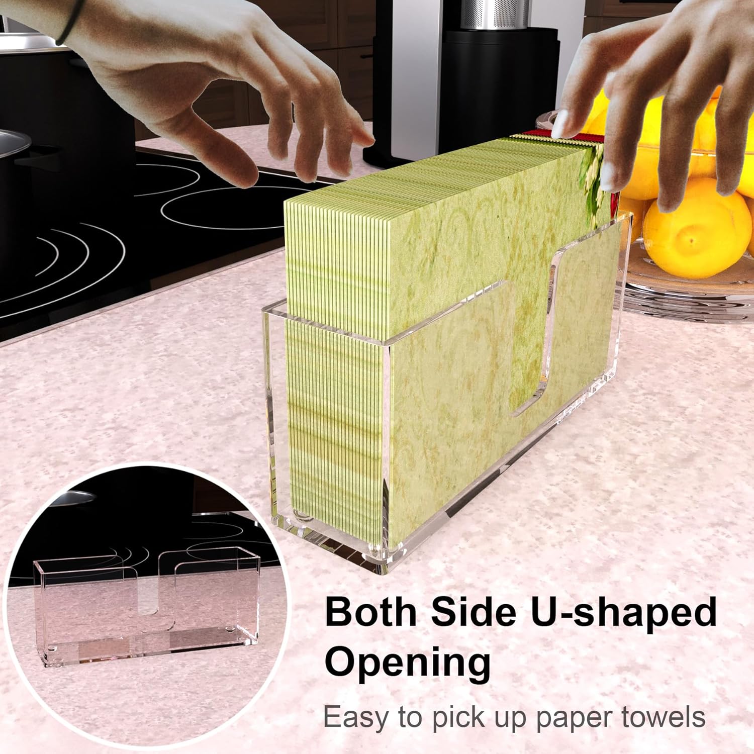 XQIGI Acrylic Napkin Holder - 9 inch Clear Hand Towel Storage Tray